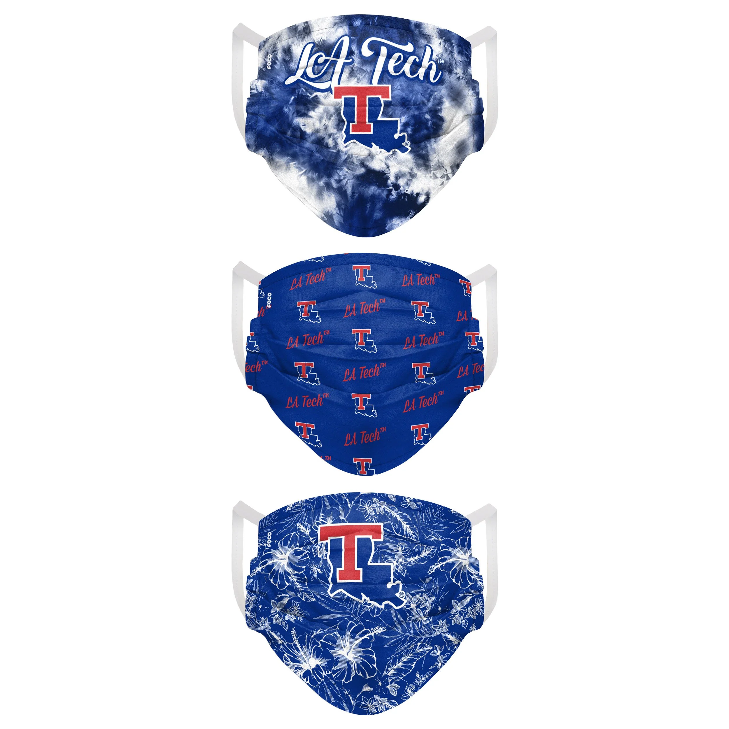 Louisiana Tech Bulldogs NCAA Womens Matchday 3 Pack Face Cover - Image 2