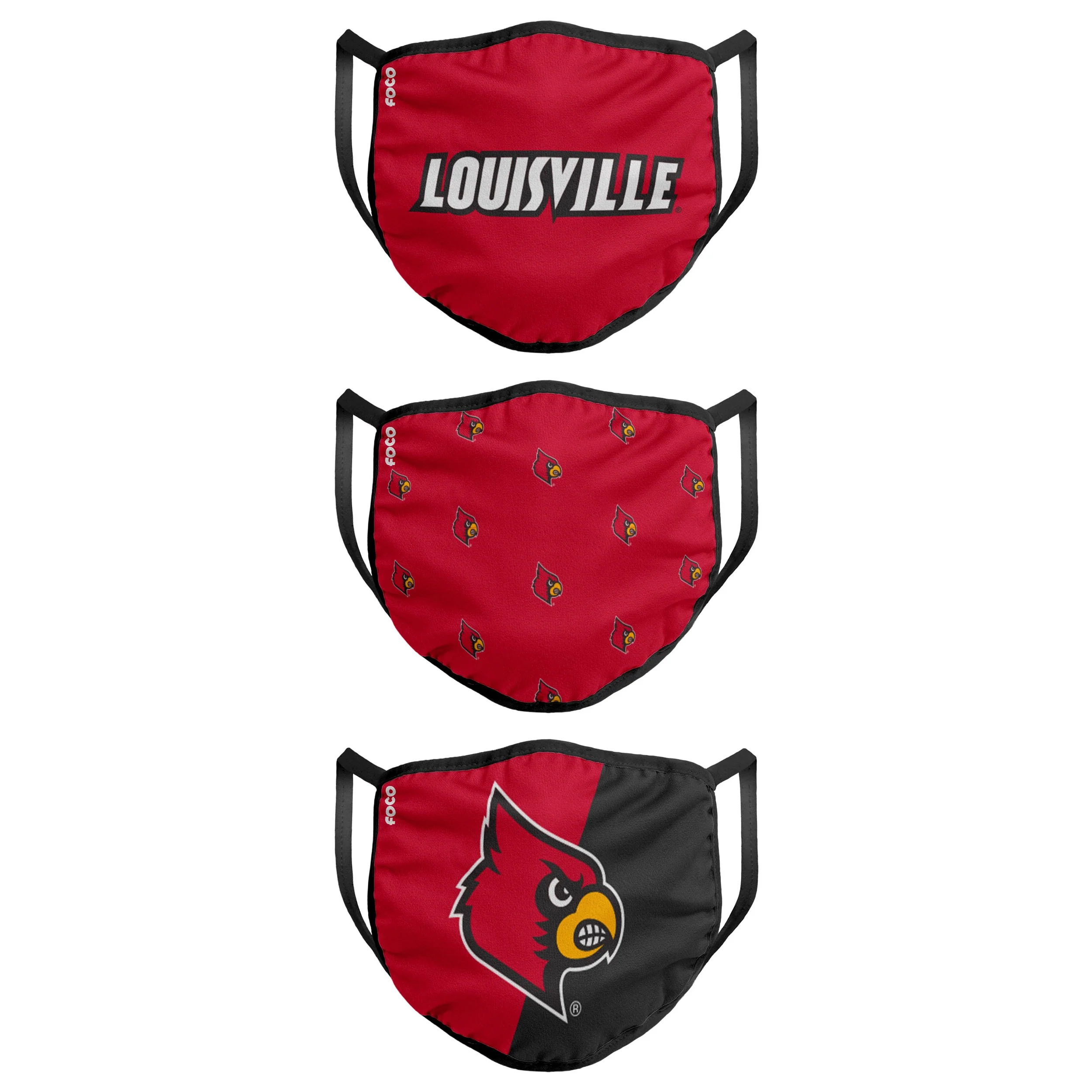 Louisville Cardinals NCAA 3 Pack Face Cover - Image 2
