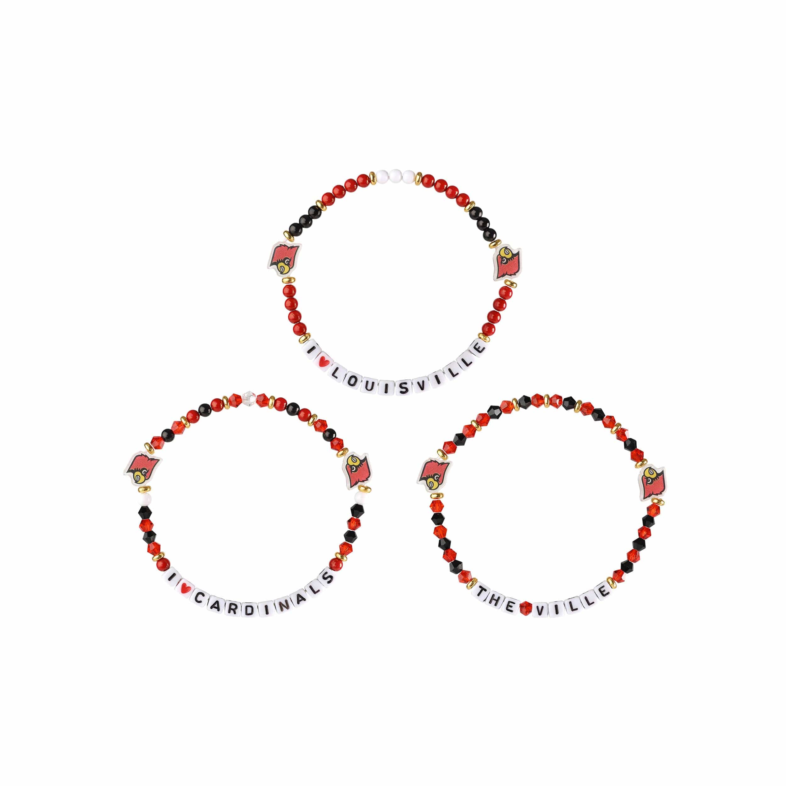 Louisville Cardinals NCAA 3 Pack Friendship Bracelet - Image 3