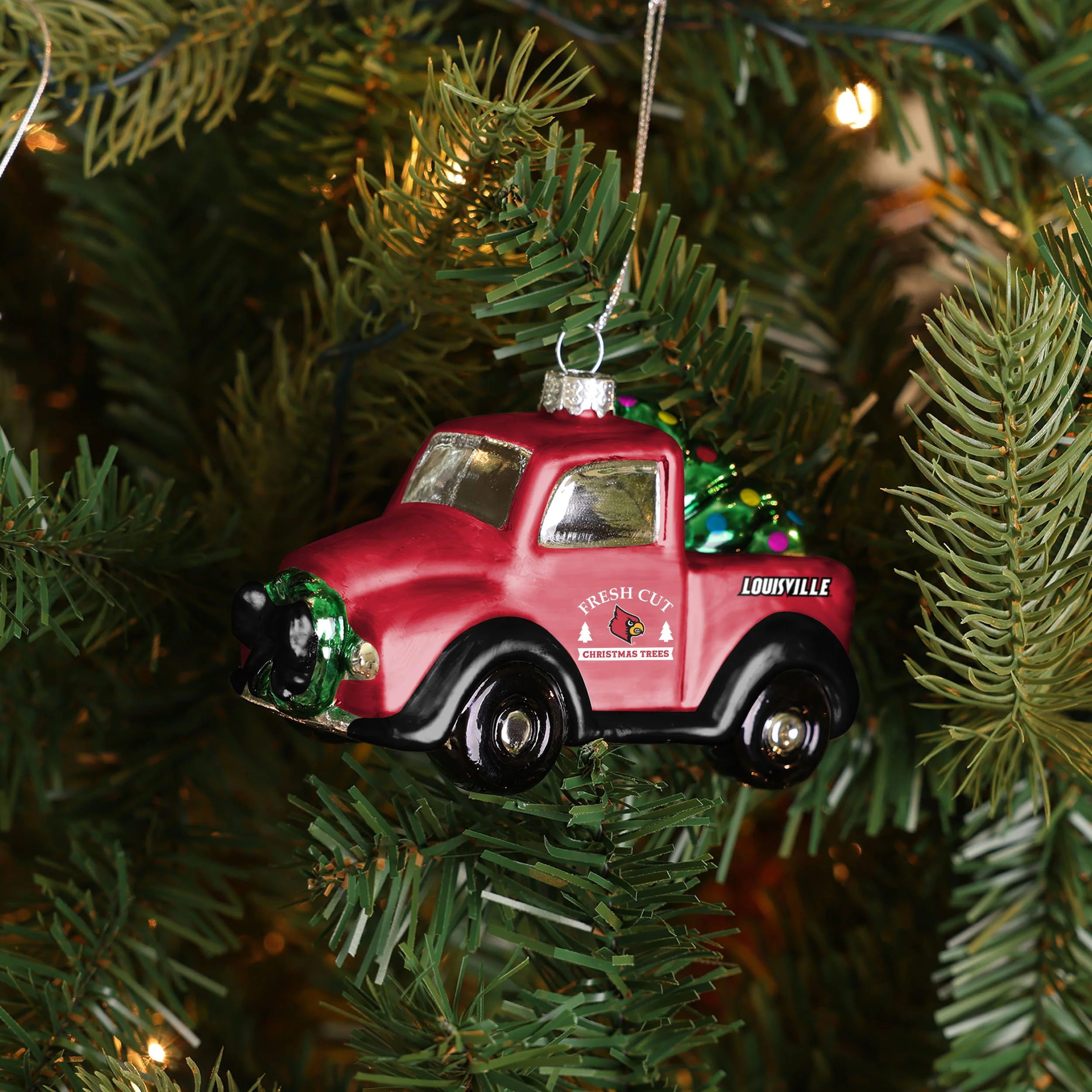Louisville Cardinals NCAA Blown Glass Truck Ornament - Image 3