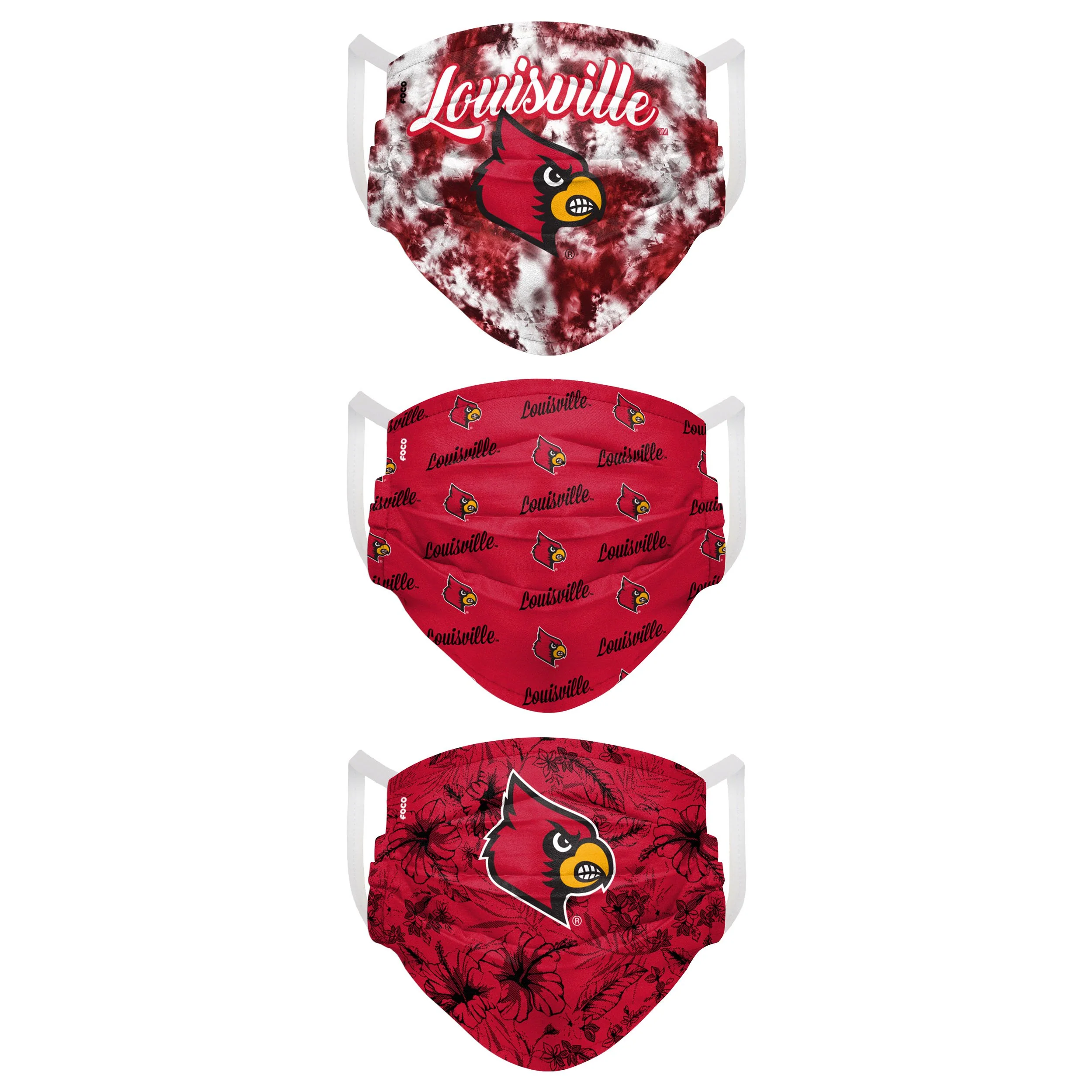 Louisville Cardinals NCAA Womens Matchday 3 Pack Face Cover - Image 2