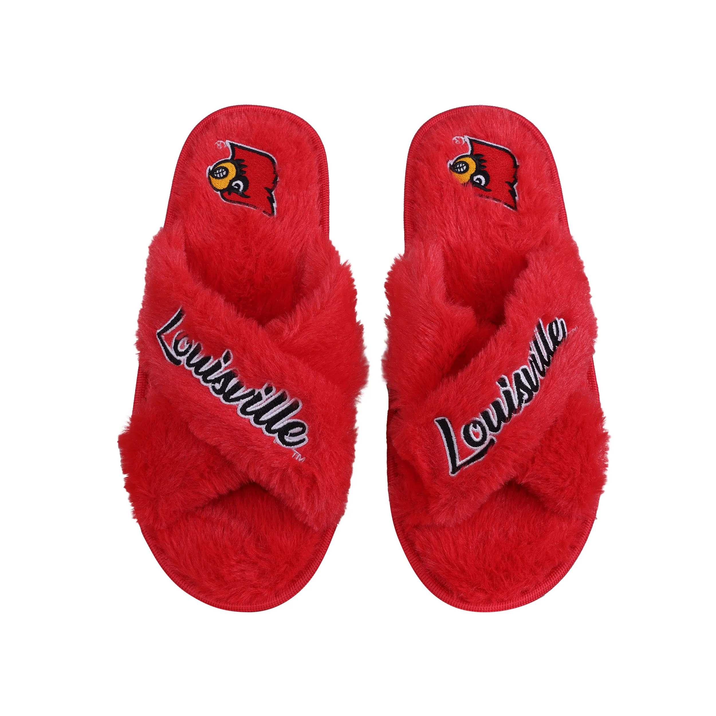 Louisville Cardinals NCAA Womens Script Wordmark Fur Cross Slide - Image 2