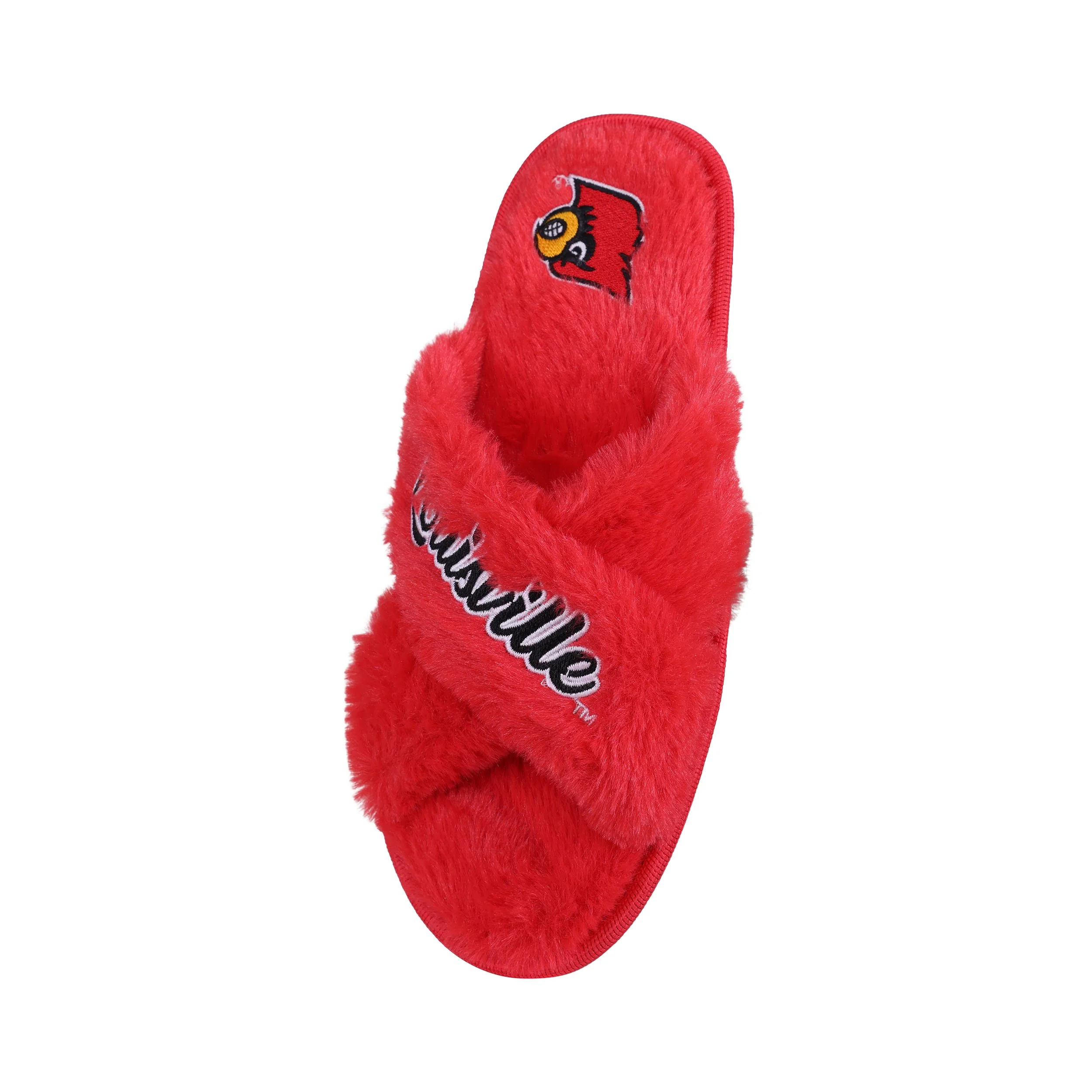 Louisville Cardinals NCAA Womens Script Wordmark Fur Cross Slide - Image 3