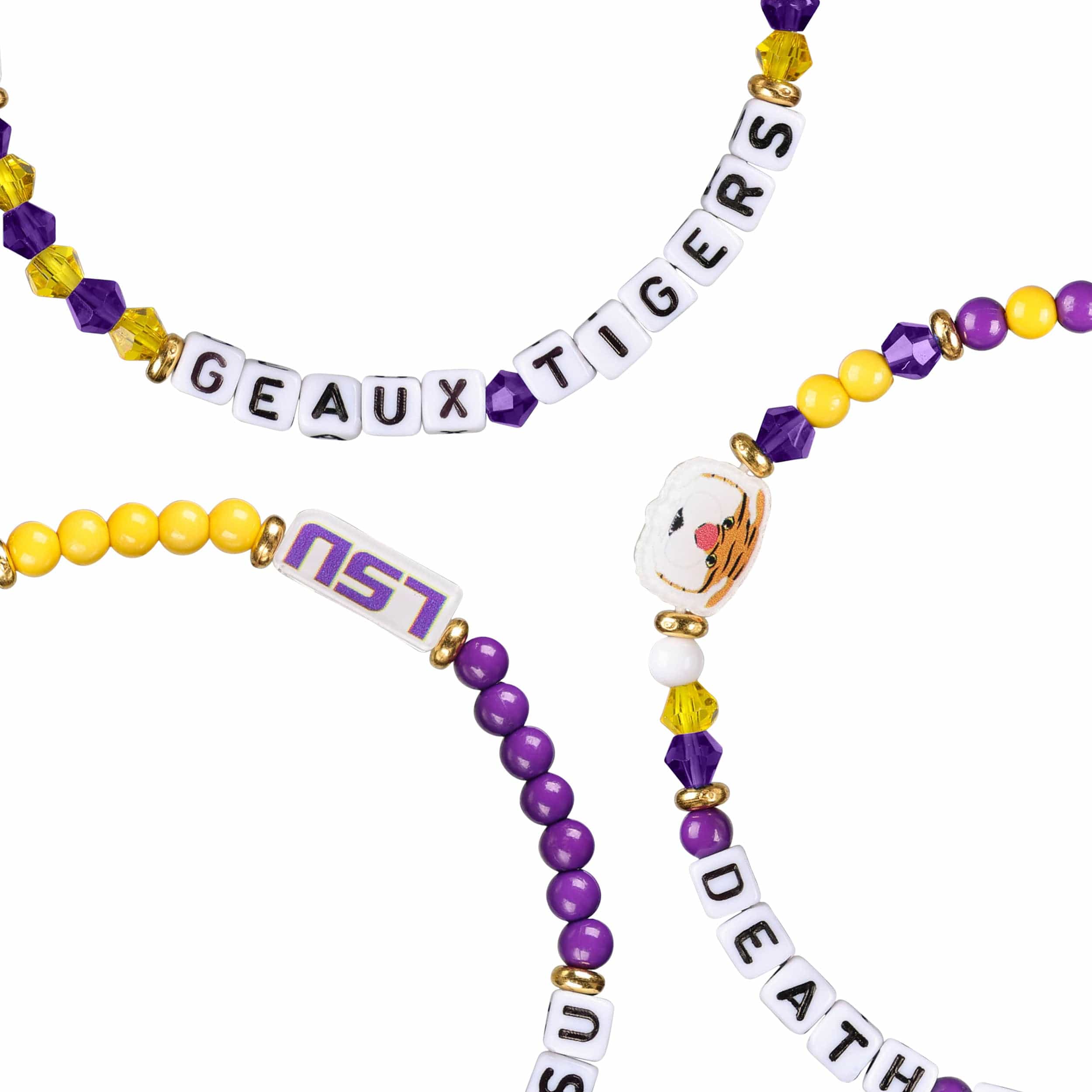 LSU Tigers NCAA 3 Pack Friendship Bracelet - Image 2