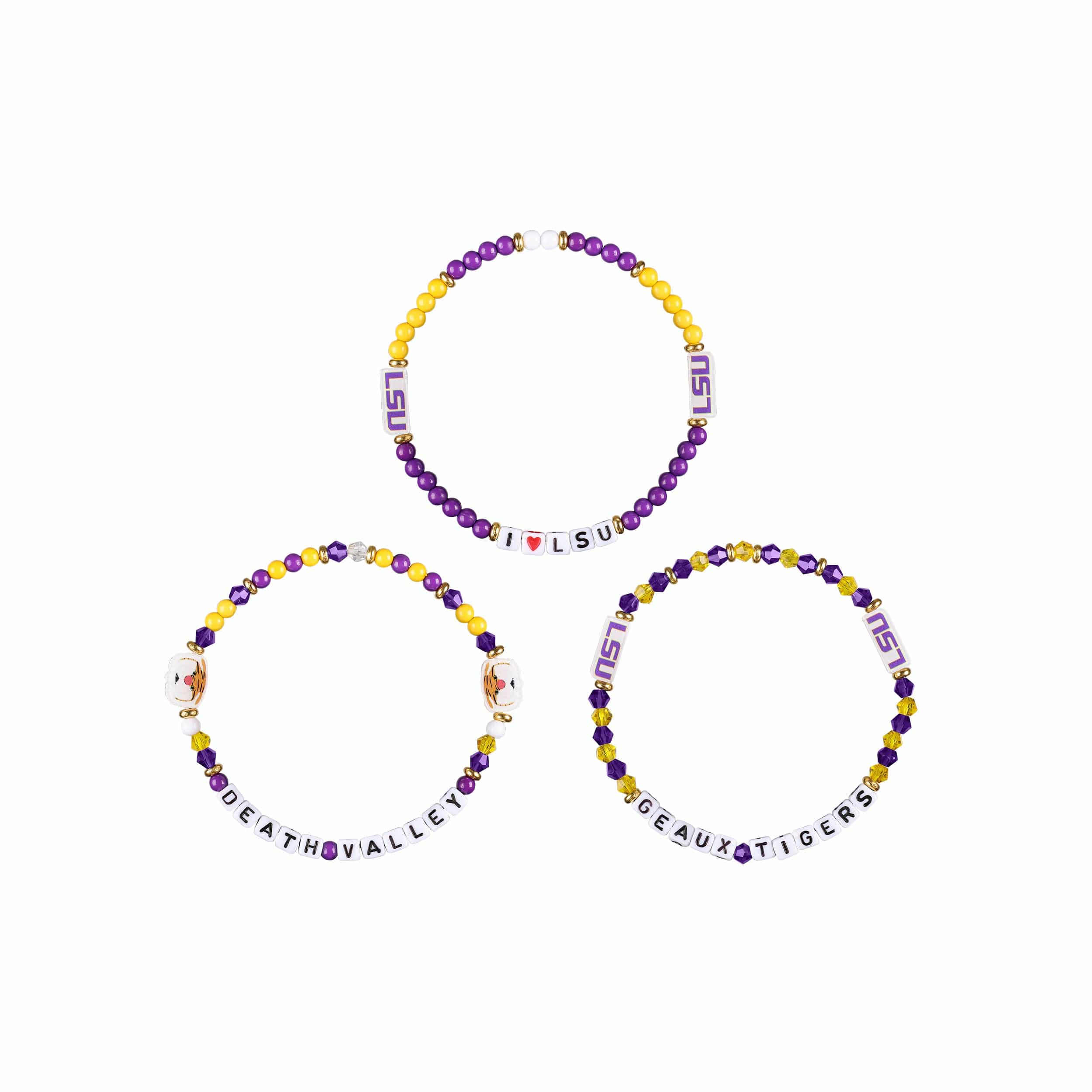 LSU Tigers NCAA 3 Pack Friendship Bracelet - Image 3