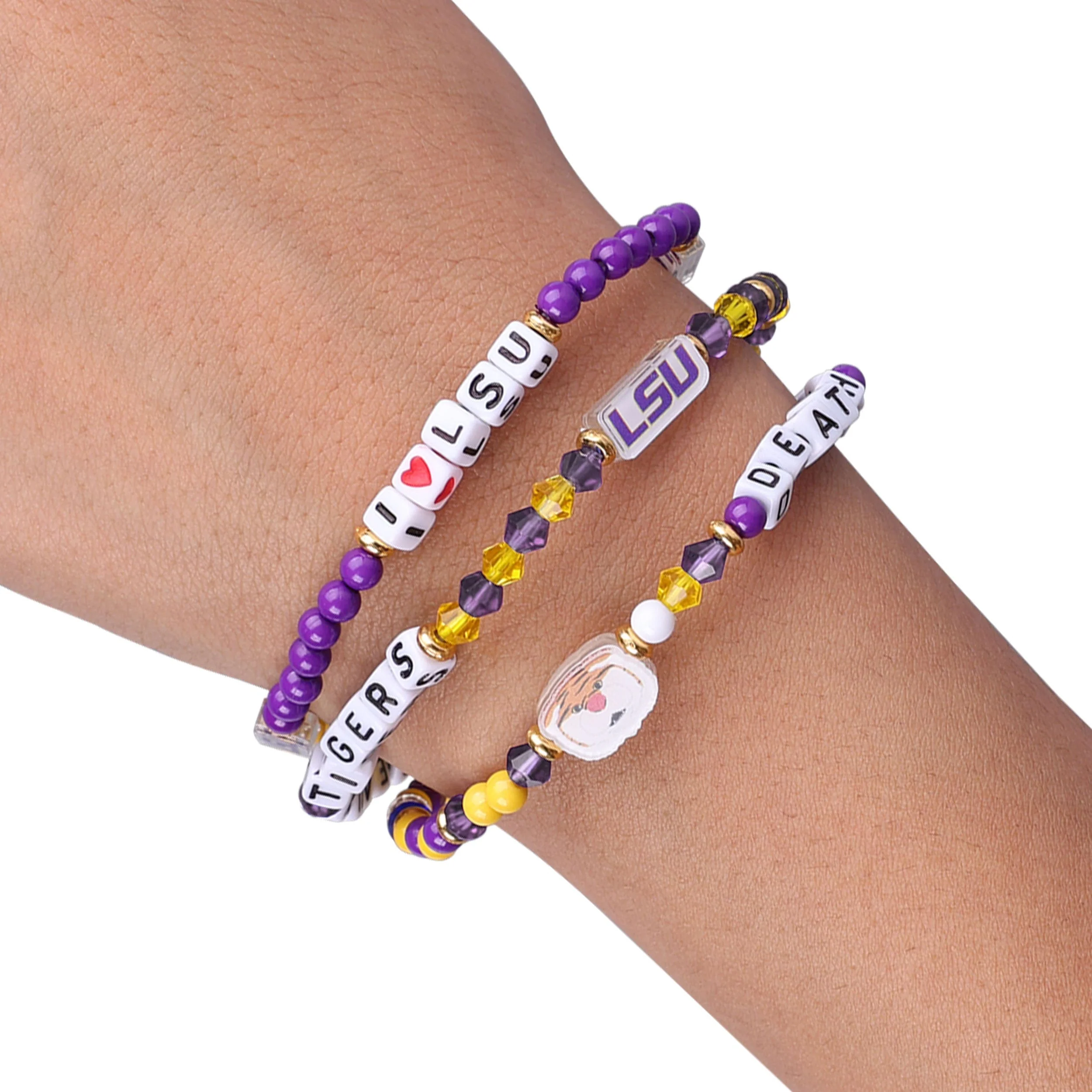 LSU Tigers NCAA 3 Pack Friendship Bracelet - Image 4