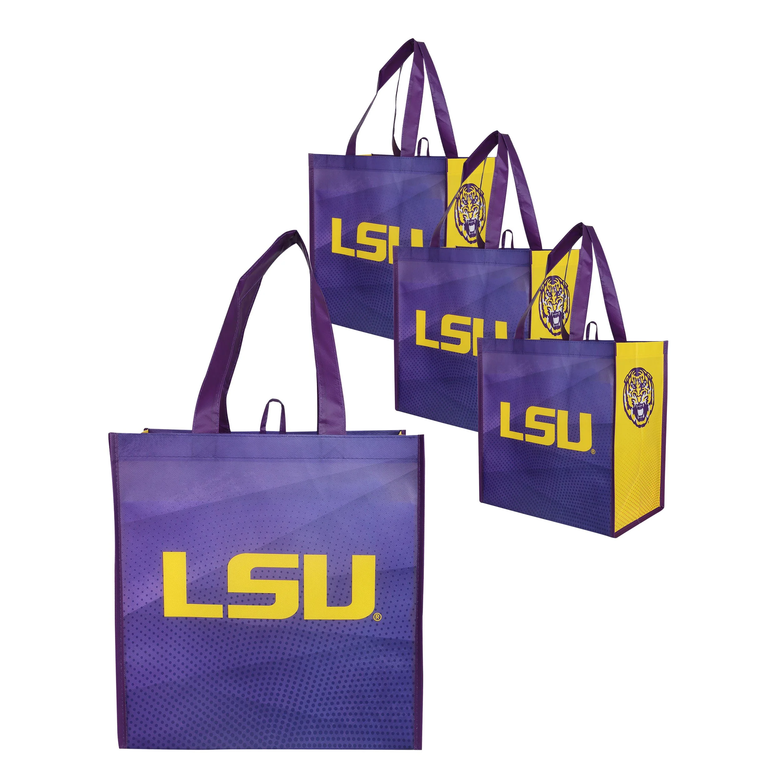 LSU Tigers NCAA 4 Pack Reusable Shopping Bag - Image 2