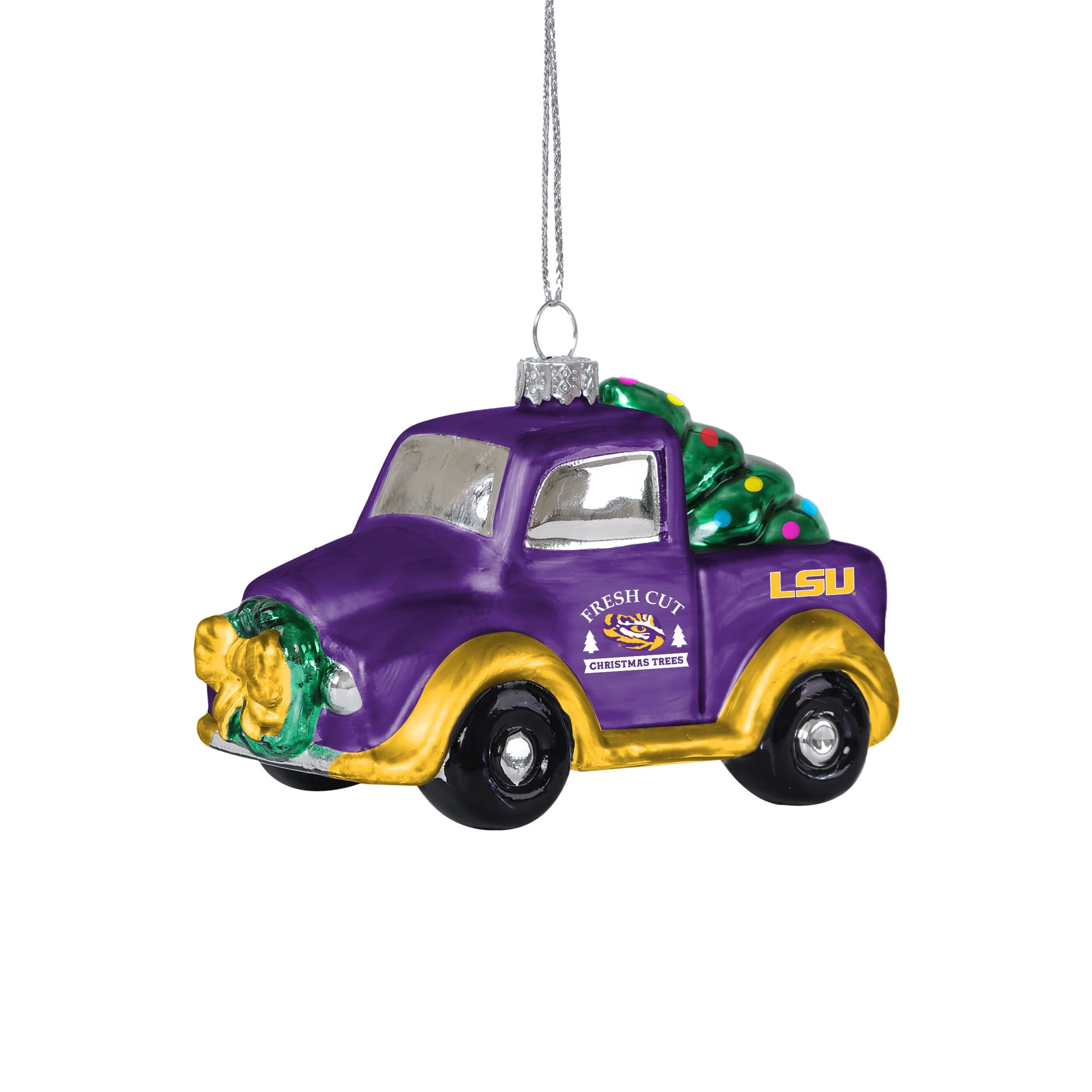 LSU Tigers NCAA Blown Glass Truck Ornament - Image 2