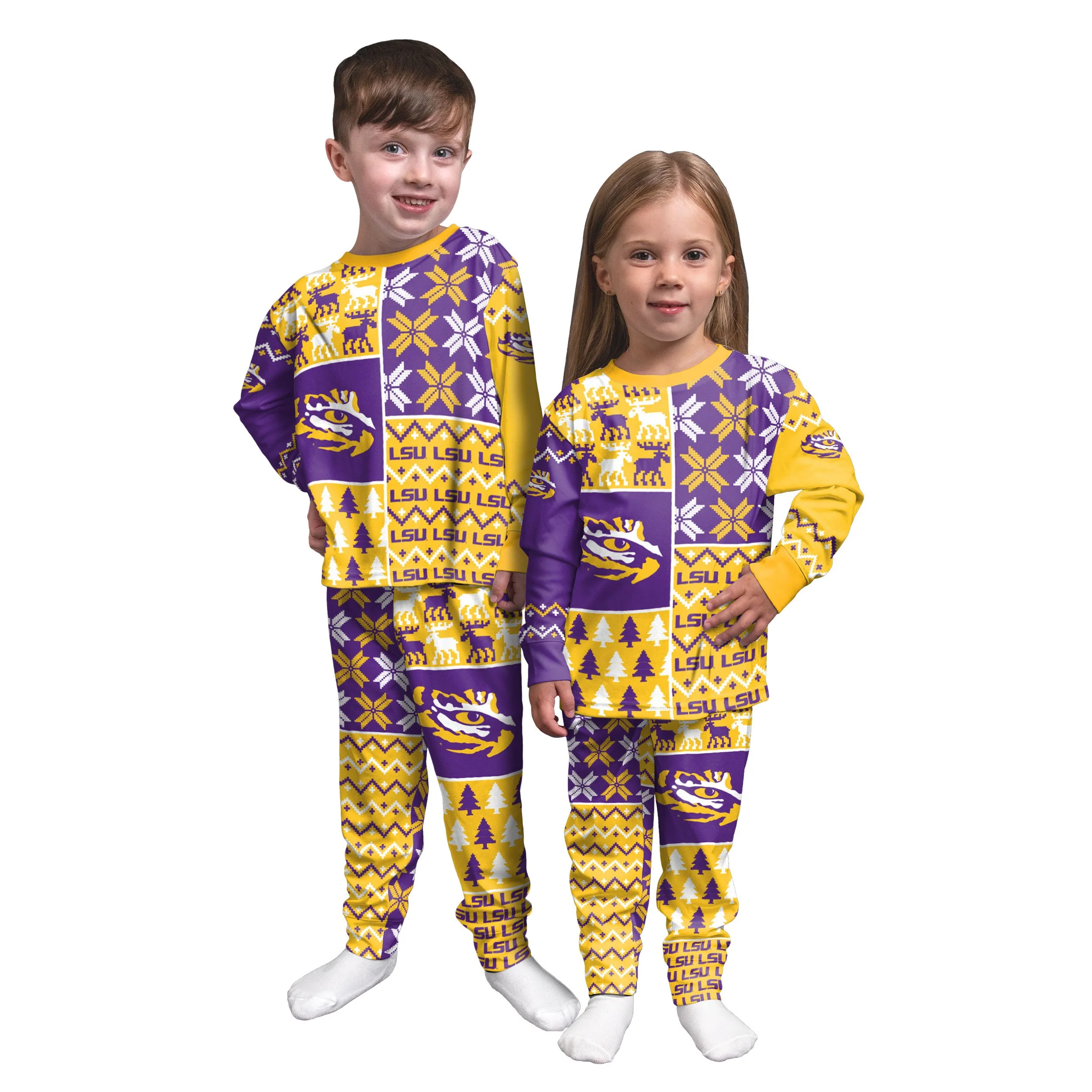 LSU Tigers NCAA Busy Block Family Holiday Pajamas - Image 3