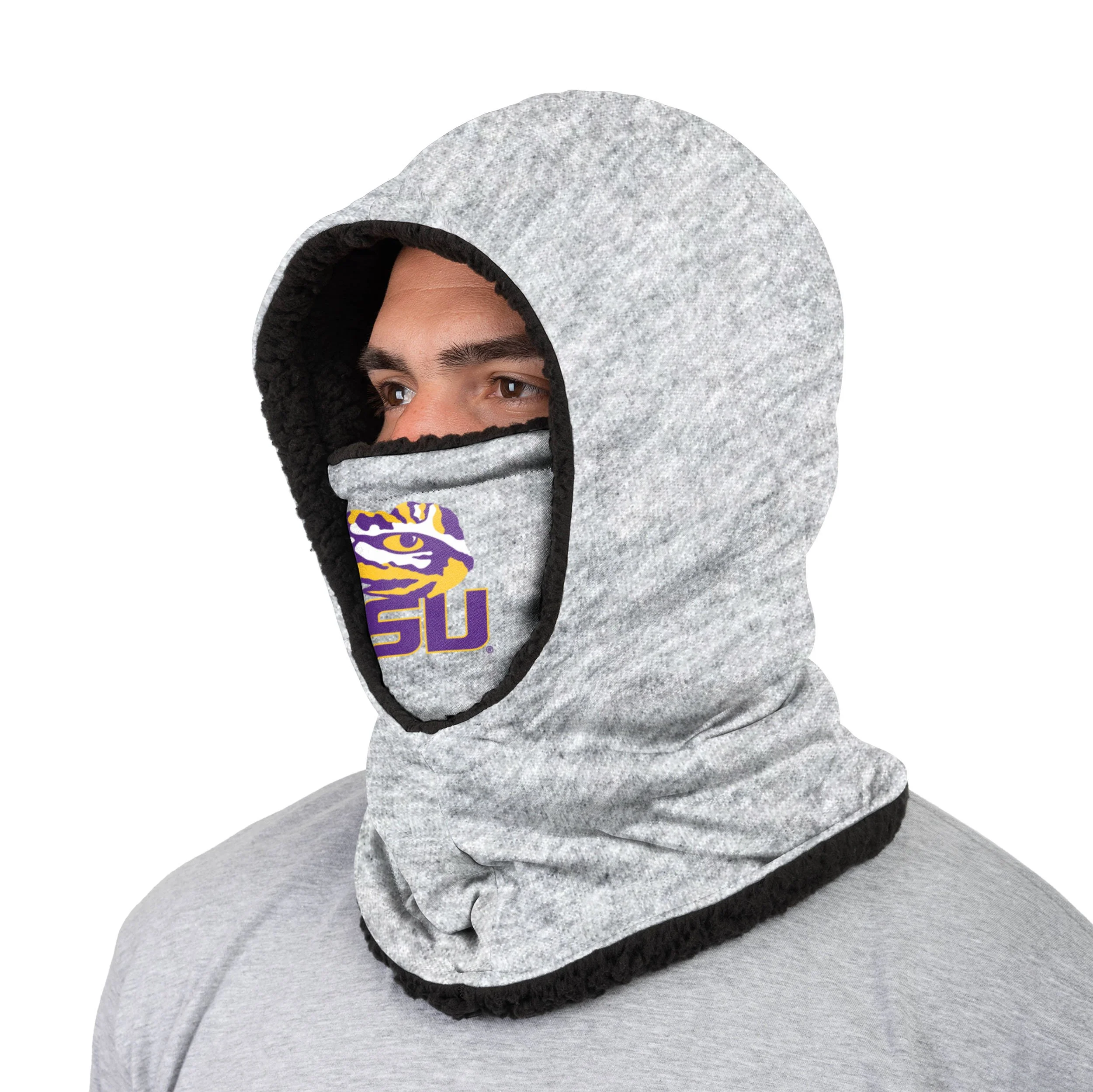 LSU Tigers NCAA Heather Grey Big Logo Hooded Gaiter - Image 2