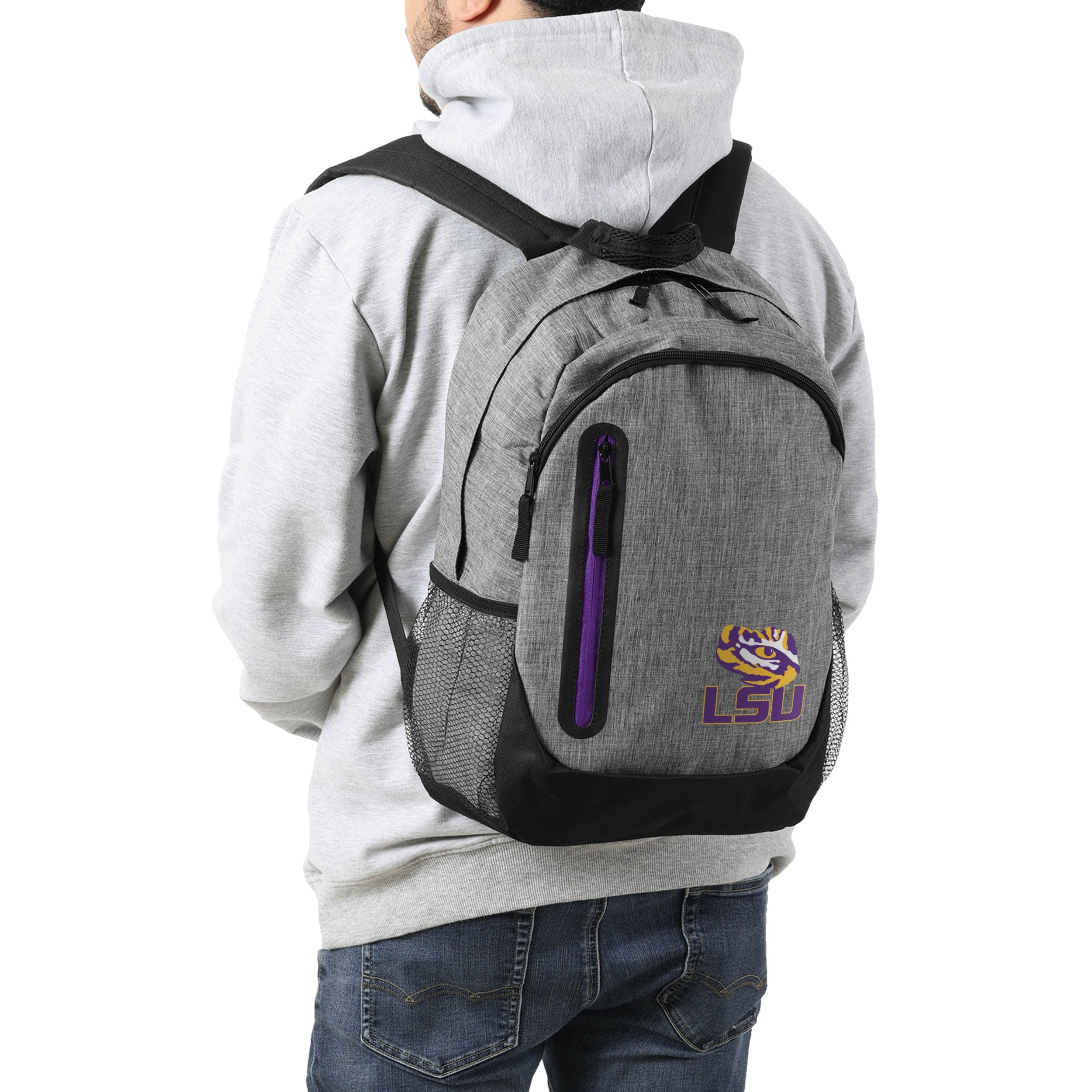 LSU Tigers NCAA Heather Grey Bold Color Backpack - Image 5
