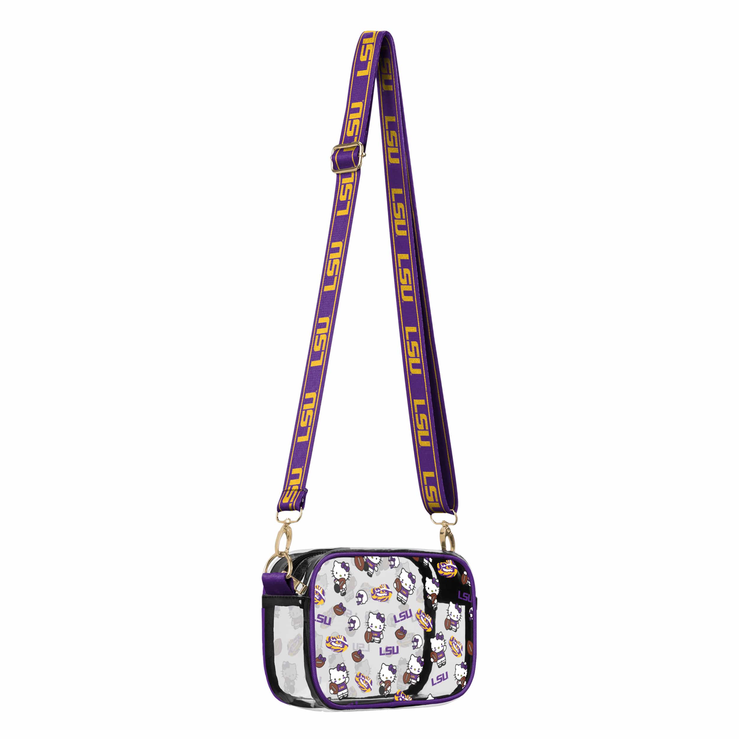 LSU Tigers NCAA Hello Kitty® Clear Crossbody Bag (PREORDER - SHIPS MID JULY) - Image 2