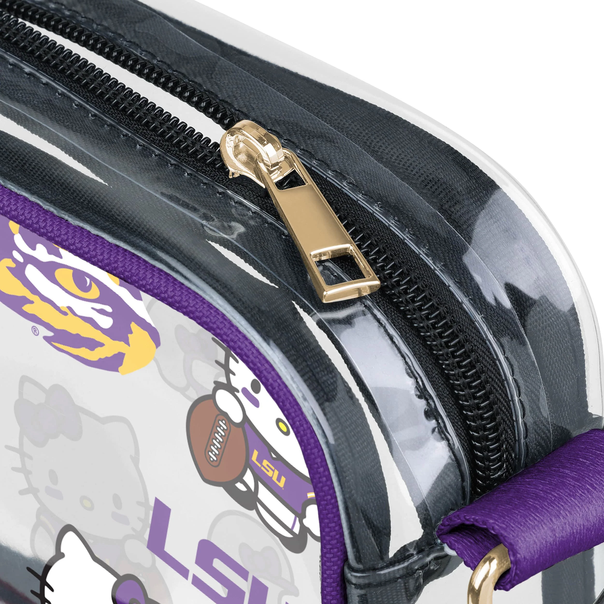 LSU Tigers NCAA Hello Kitty® Clear Crossbody Bag (PREORDER - SHIPS MID JULY) - Image 4