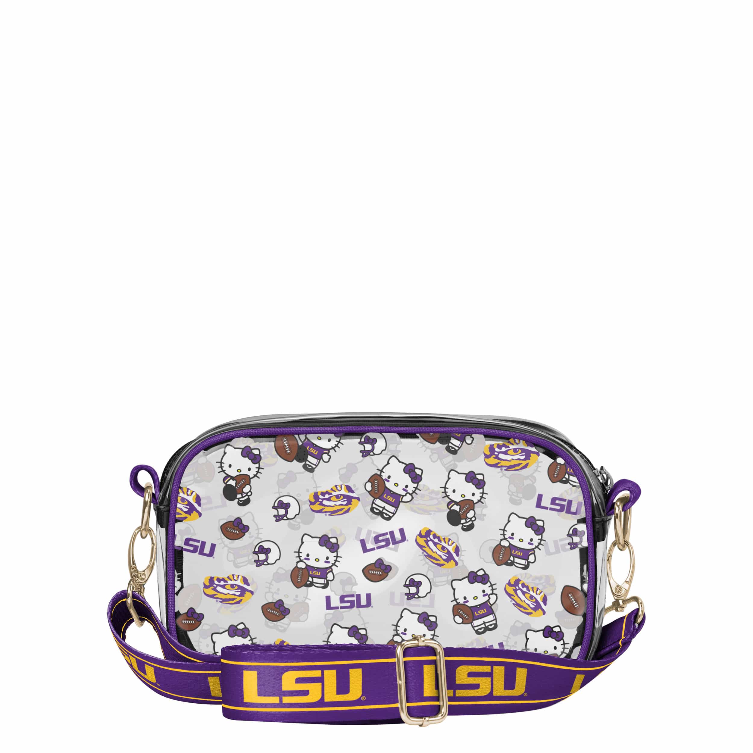 LSU Tigers NCAA Hello Kitty® Clear Crossbody Bag (PREORDER - SHIPS MID JULY) - Image 5