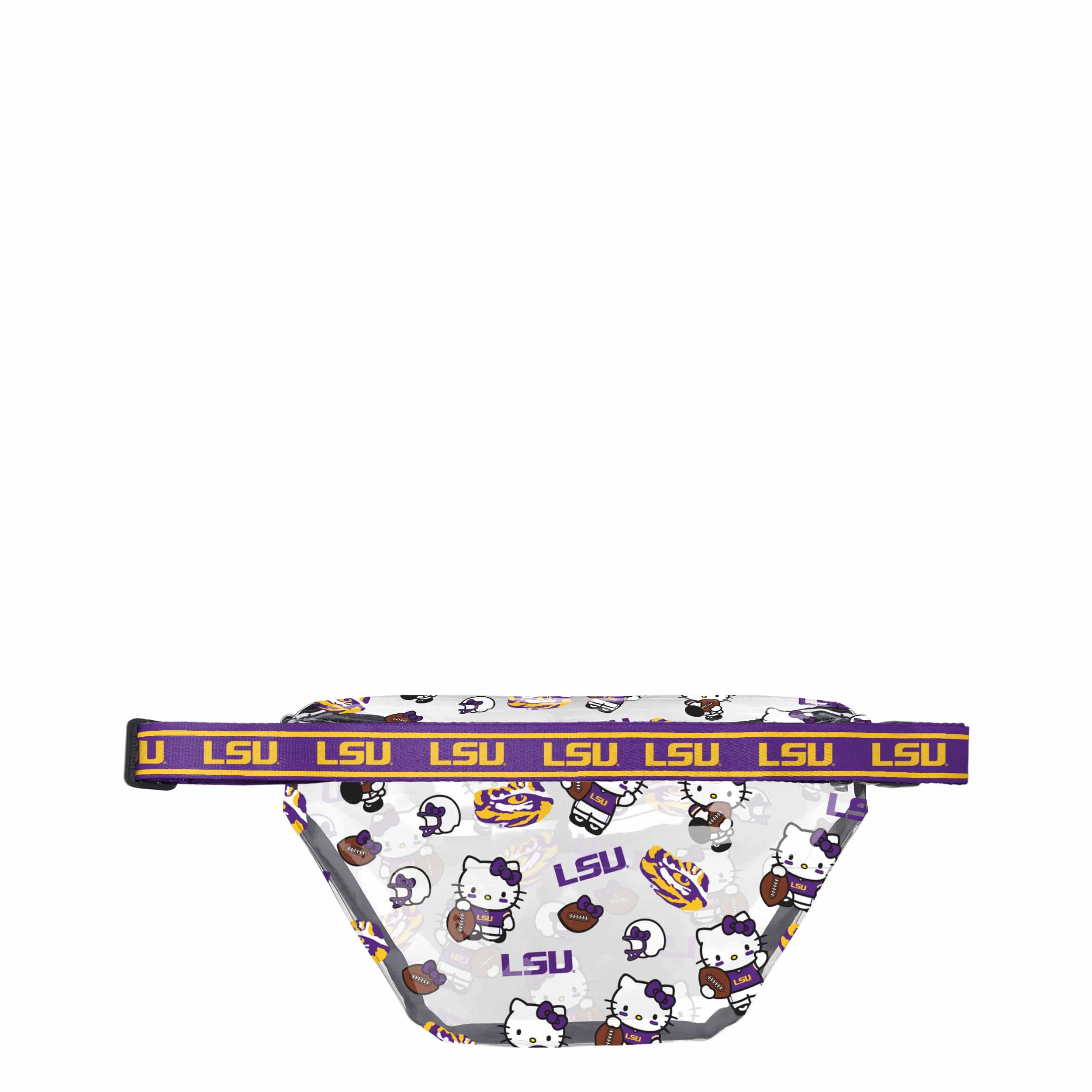 LSU Tigers NCAA Hello Kitty® Clear Fanny Pack (PREORDER - SHIPS MID JULY) - Image 2