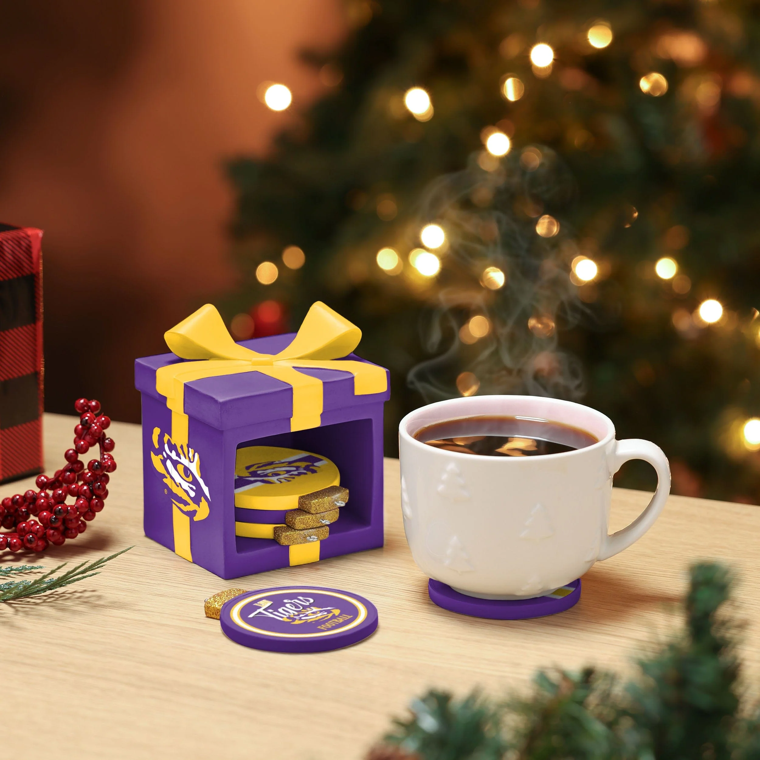 LSU Tigers NCAA Holiday 5 Pack Coaster Set - Image 2