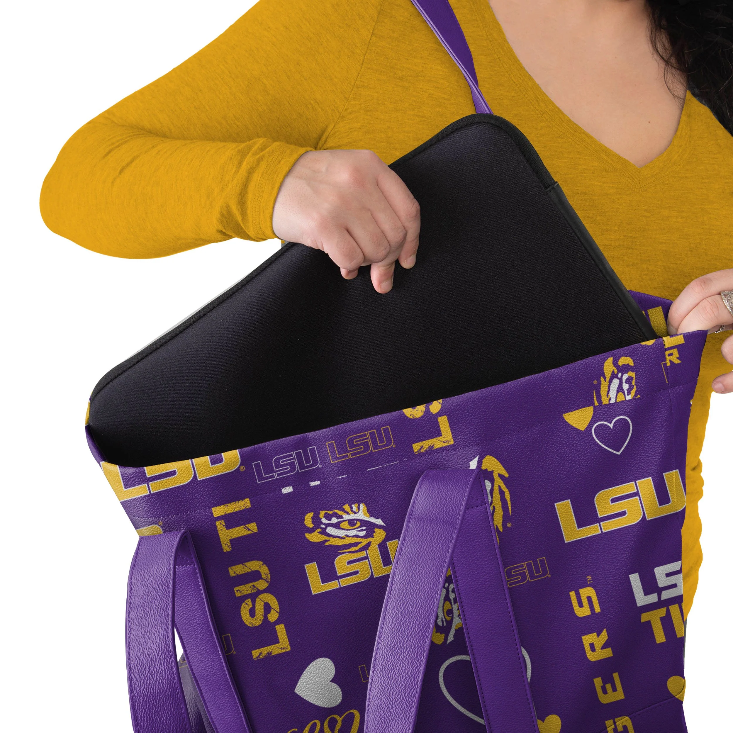 LSU Tigers NCAA Logo Love Tote Bag - Image 3