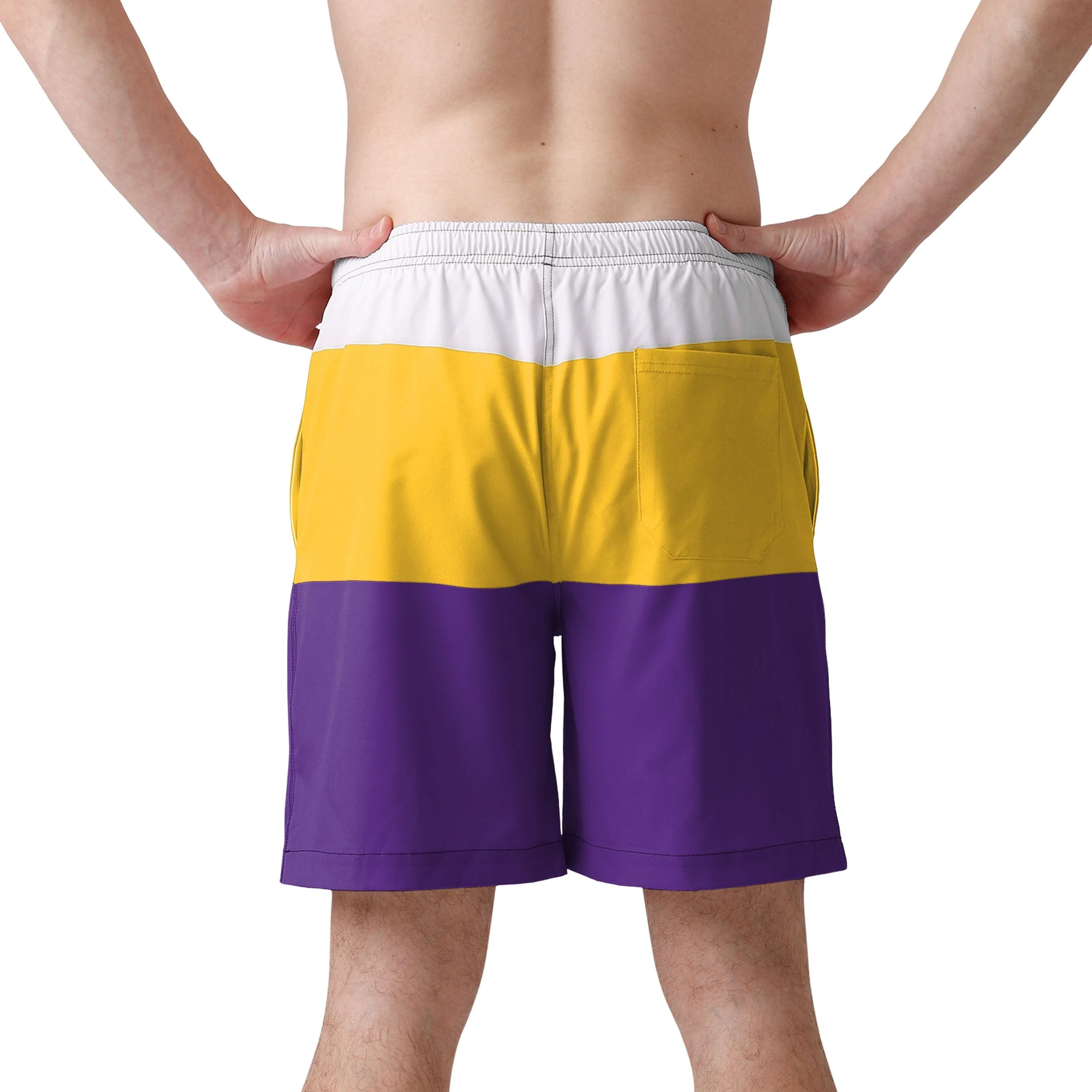 LSU Tigers NCAA Mens 3 Stripe Big Logo Swimming Trunks - Image 3