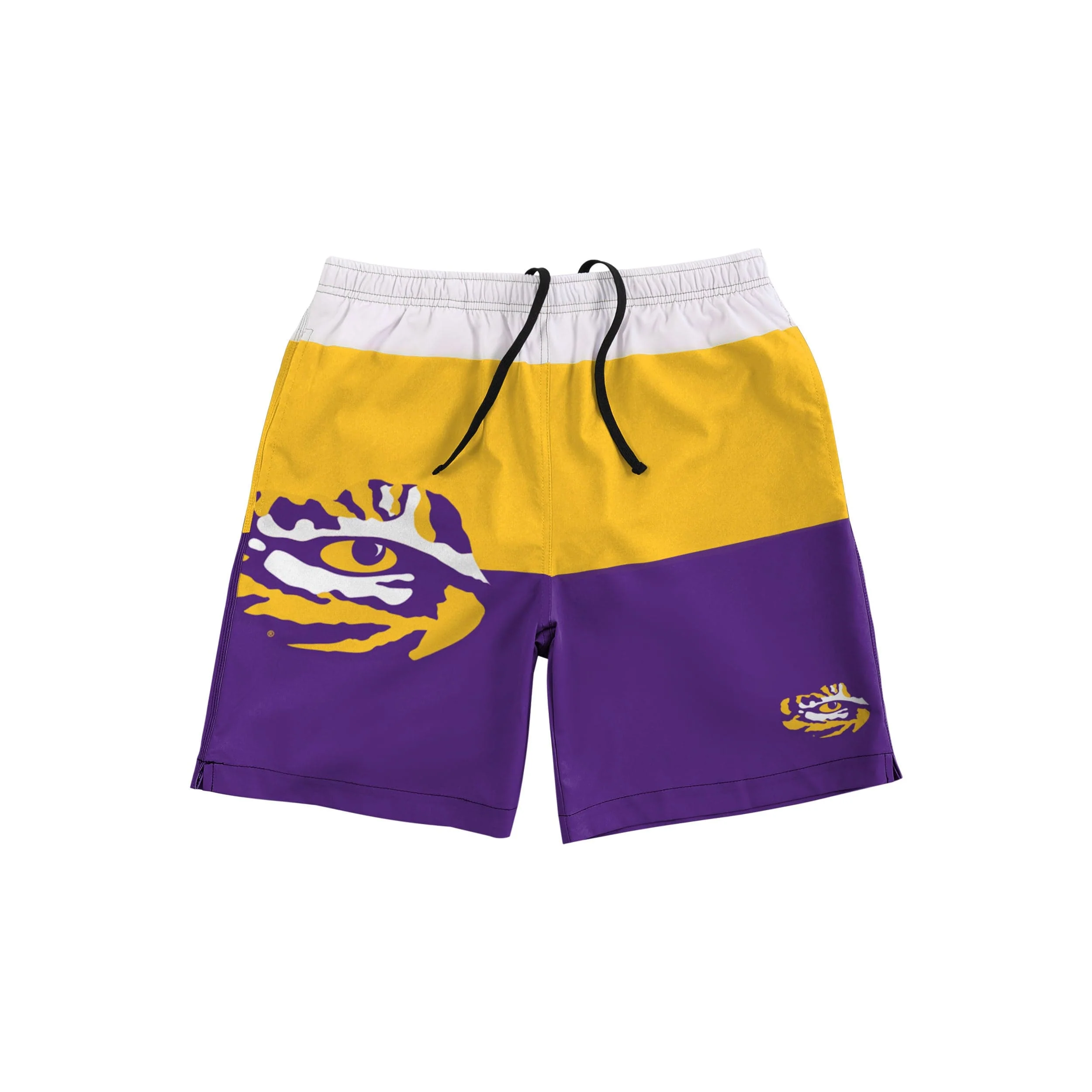 LSU Tigers NCAA Mens 3 Stripe Big Logo Swimming Trunks - Image 4