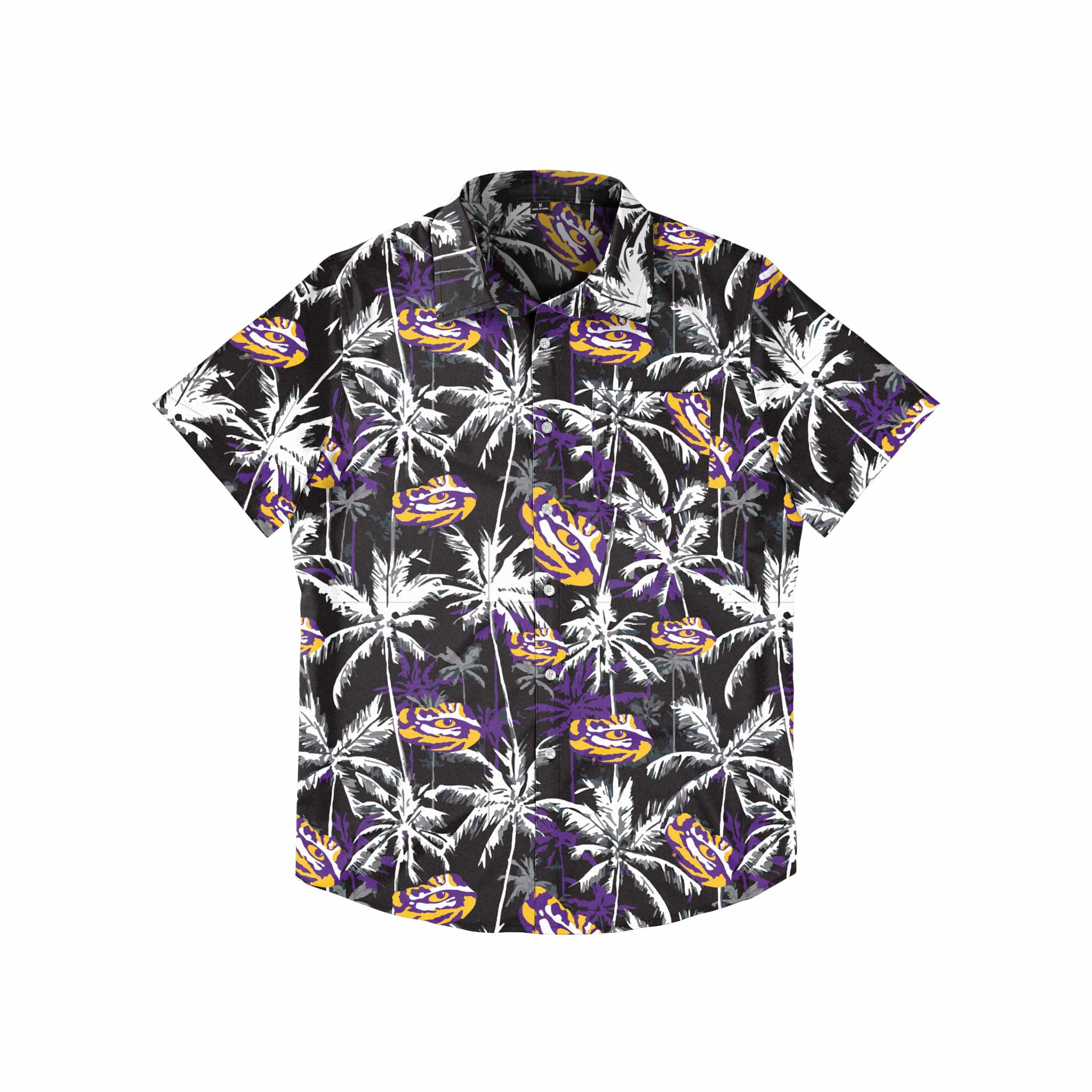 LSU Tigers NCAA Mens Black Floral Button Up Shirt