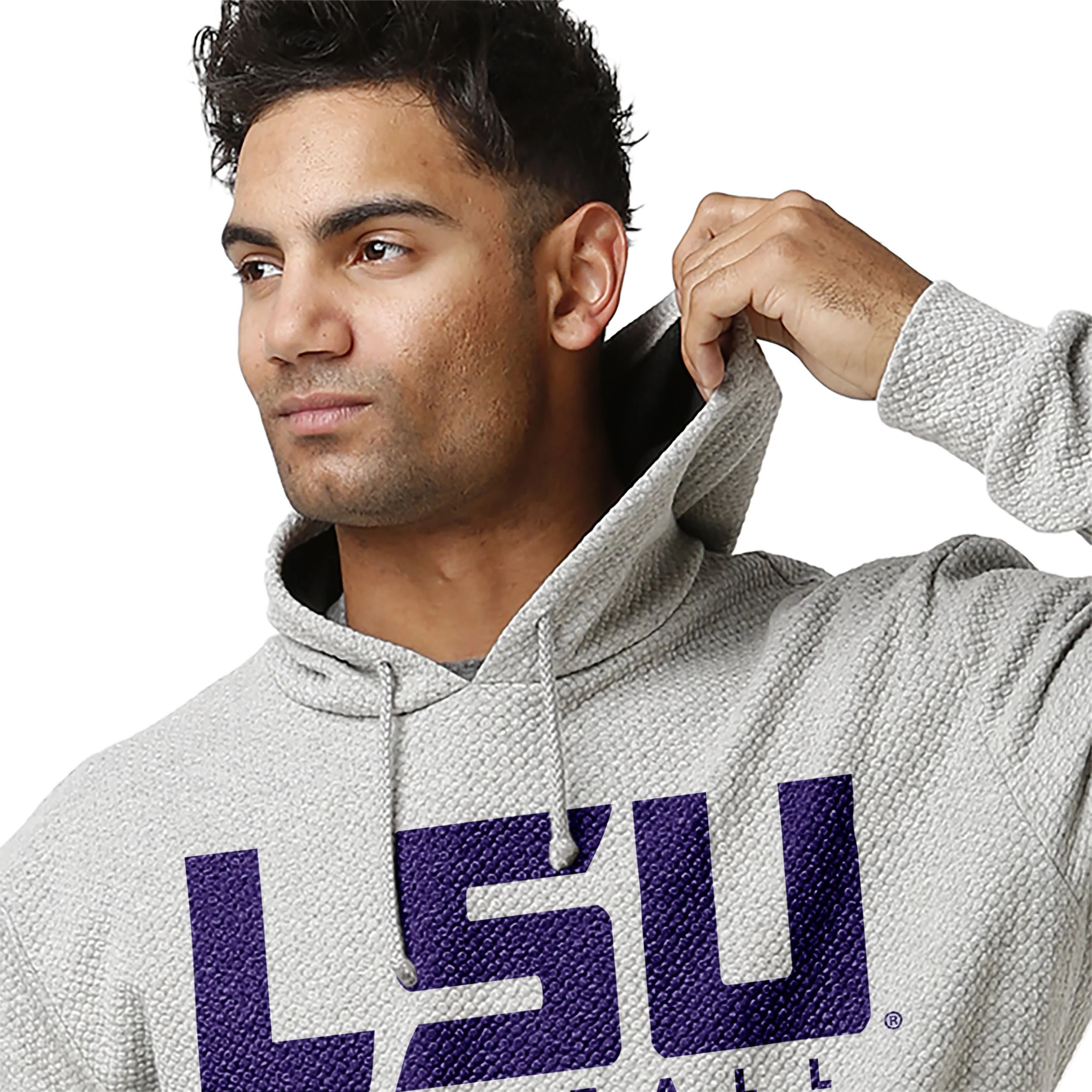 LSU Tigers NCAA Mens Gray Woven Hoodie - Image 5