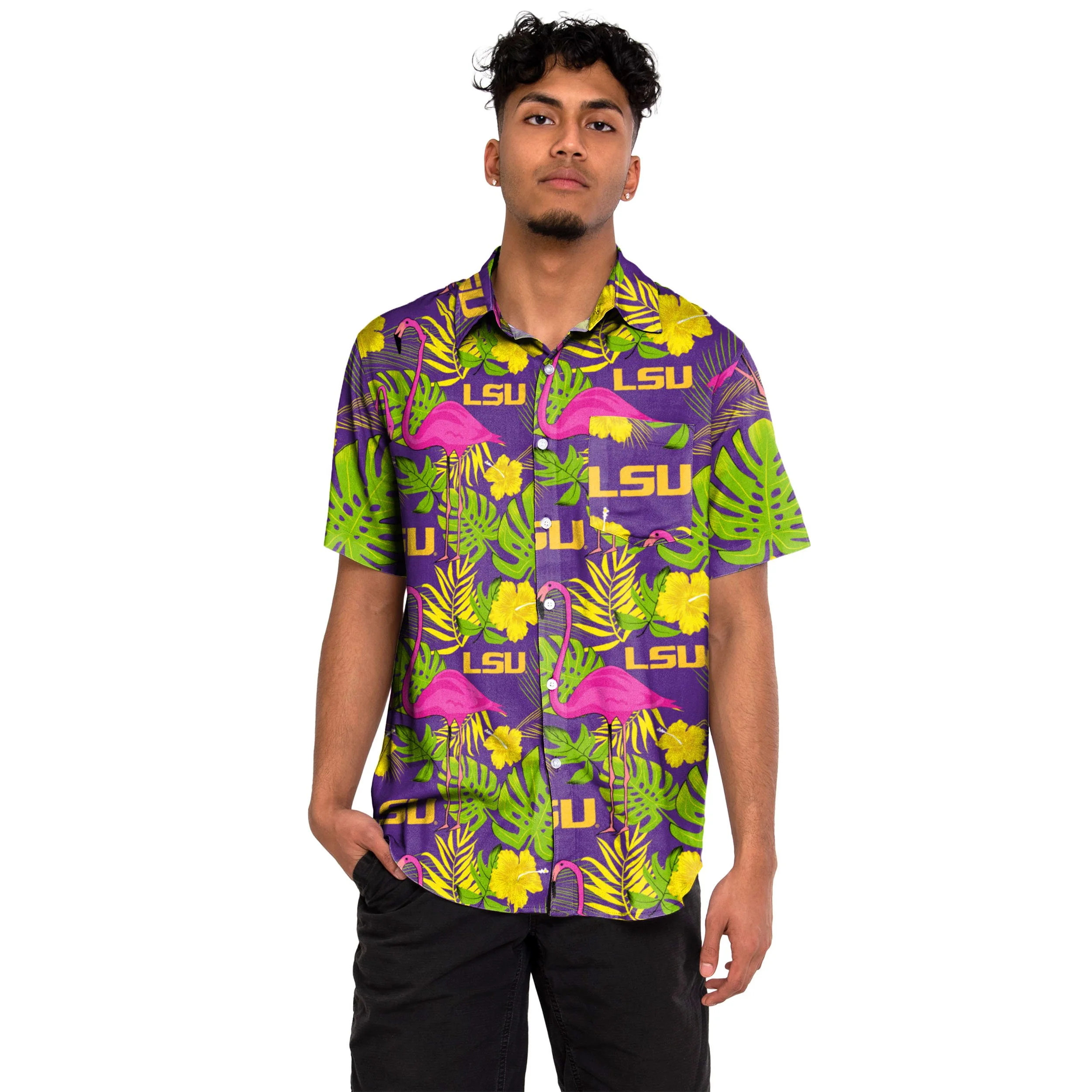 LSU Tigers NCAA Mens Highlights Button Up Shirt - Image 2