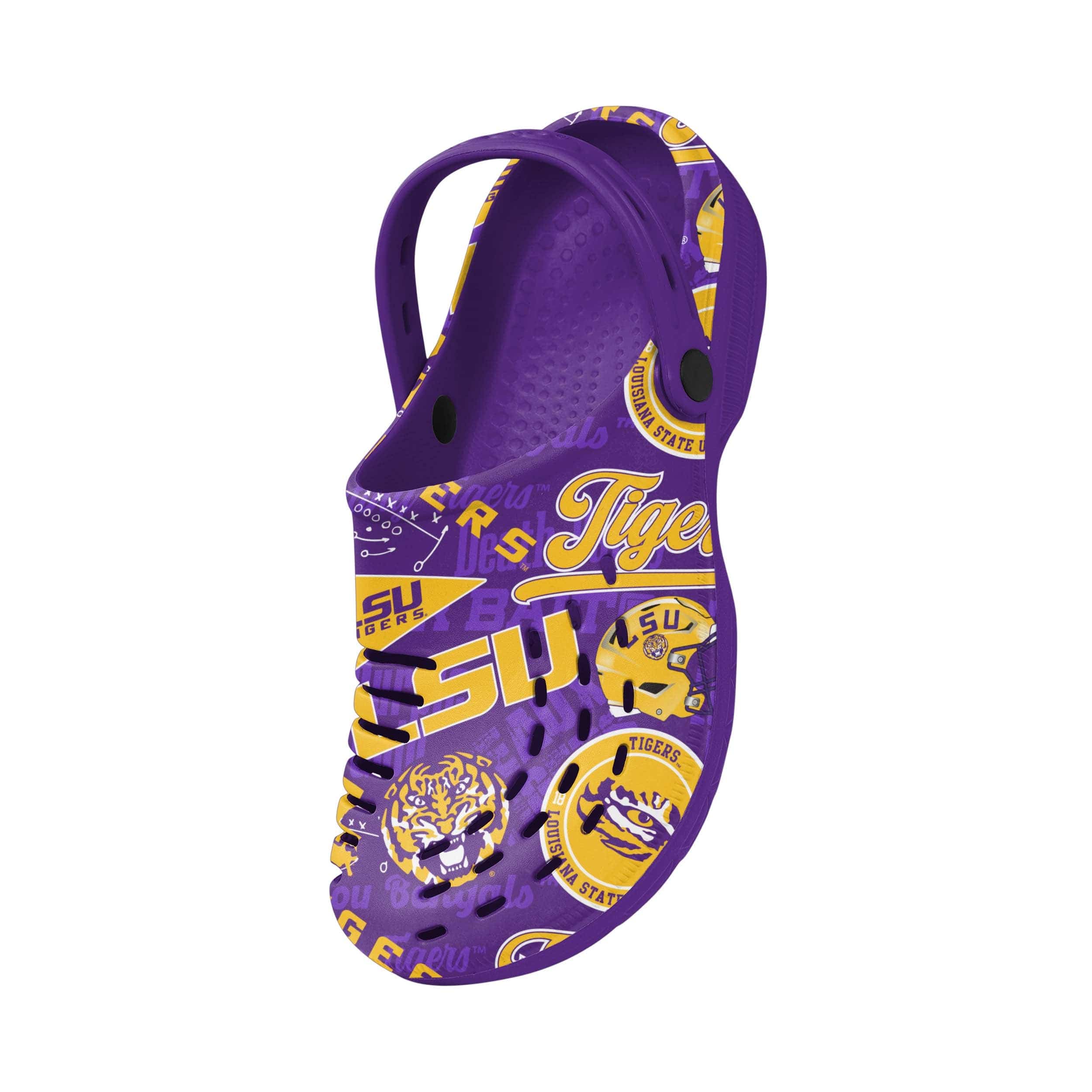 LSU Tigers NCAA Mens Historic Print Clog With Strap - Image 3