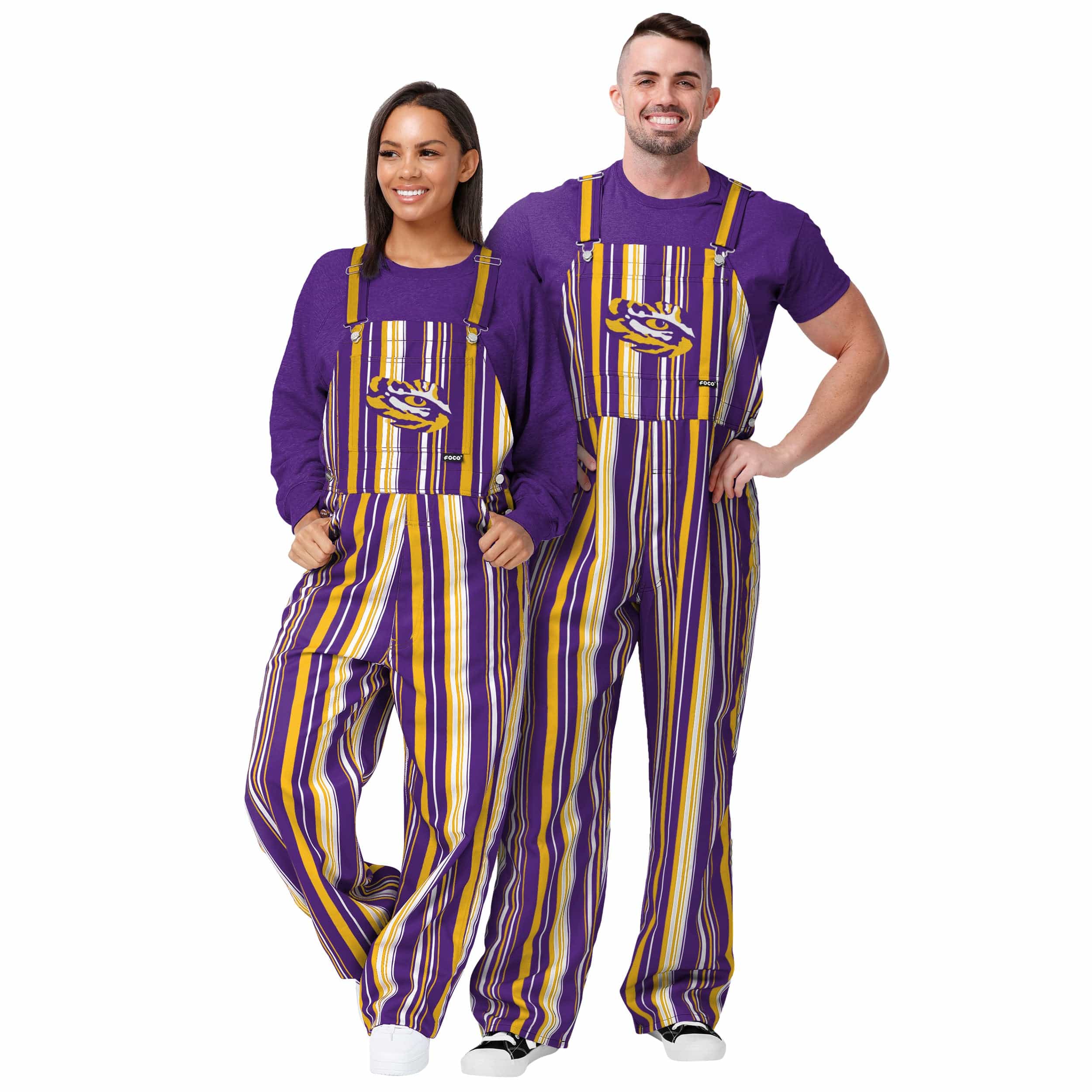 LSU Tigers NCAA Mens Hyper Stripe Bib Overalls - Image 3