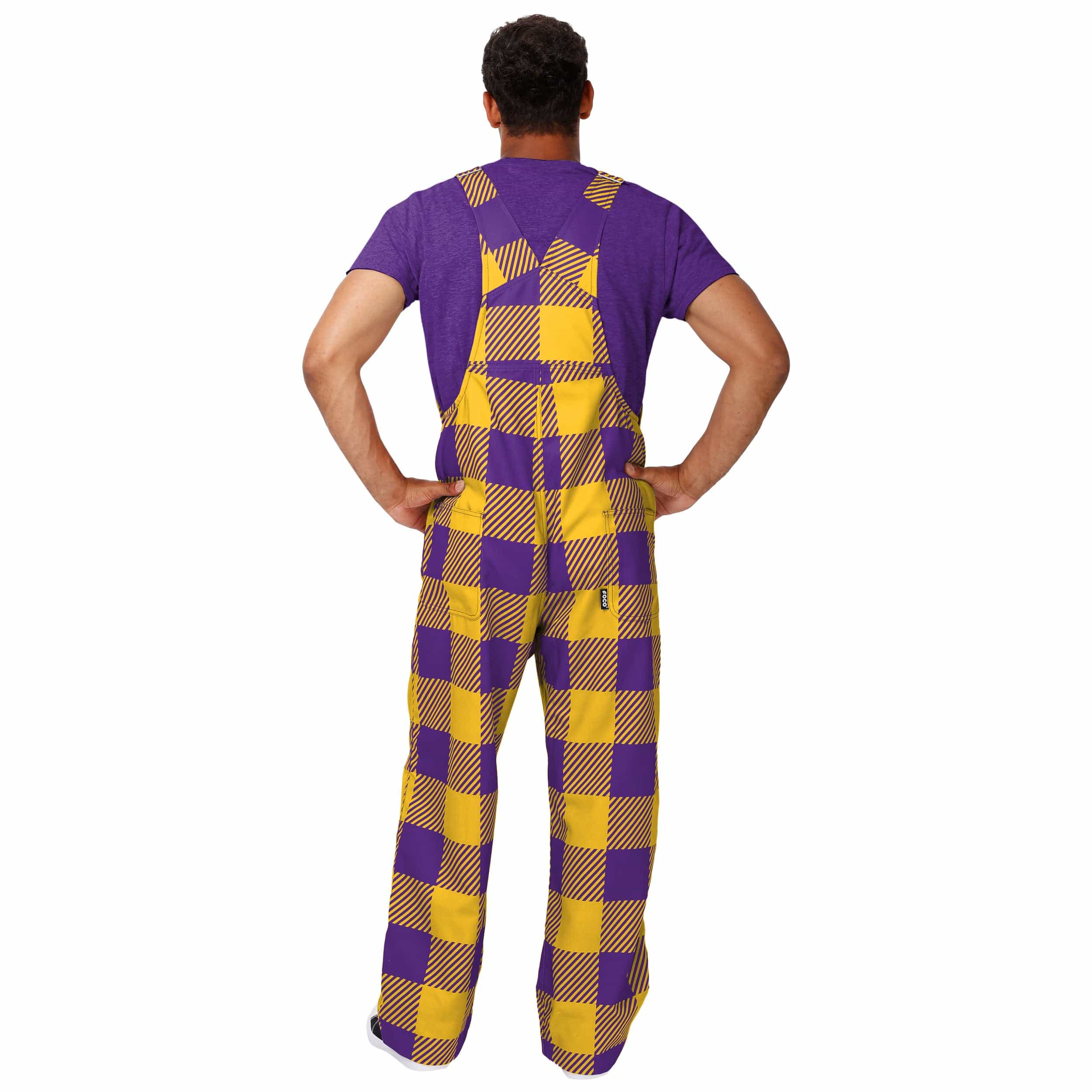 LSU Tigers NCAA Mens Plaid Bib Overalls - Image 2