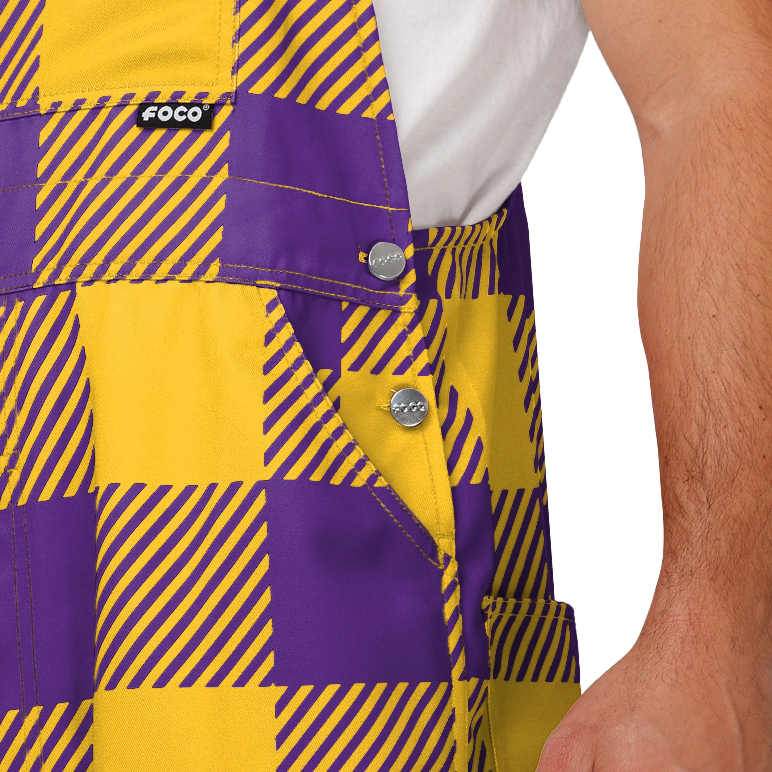 LSU Tigers NCAA Mens Plaid Bib Overalls - Image 5
