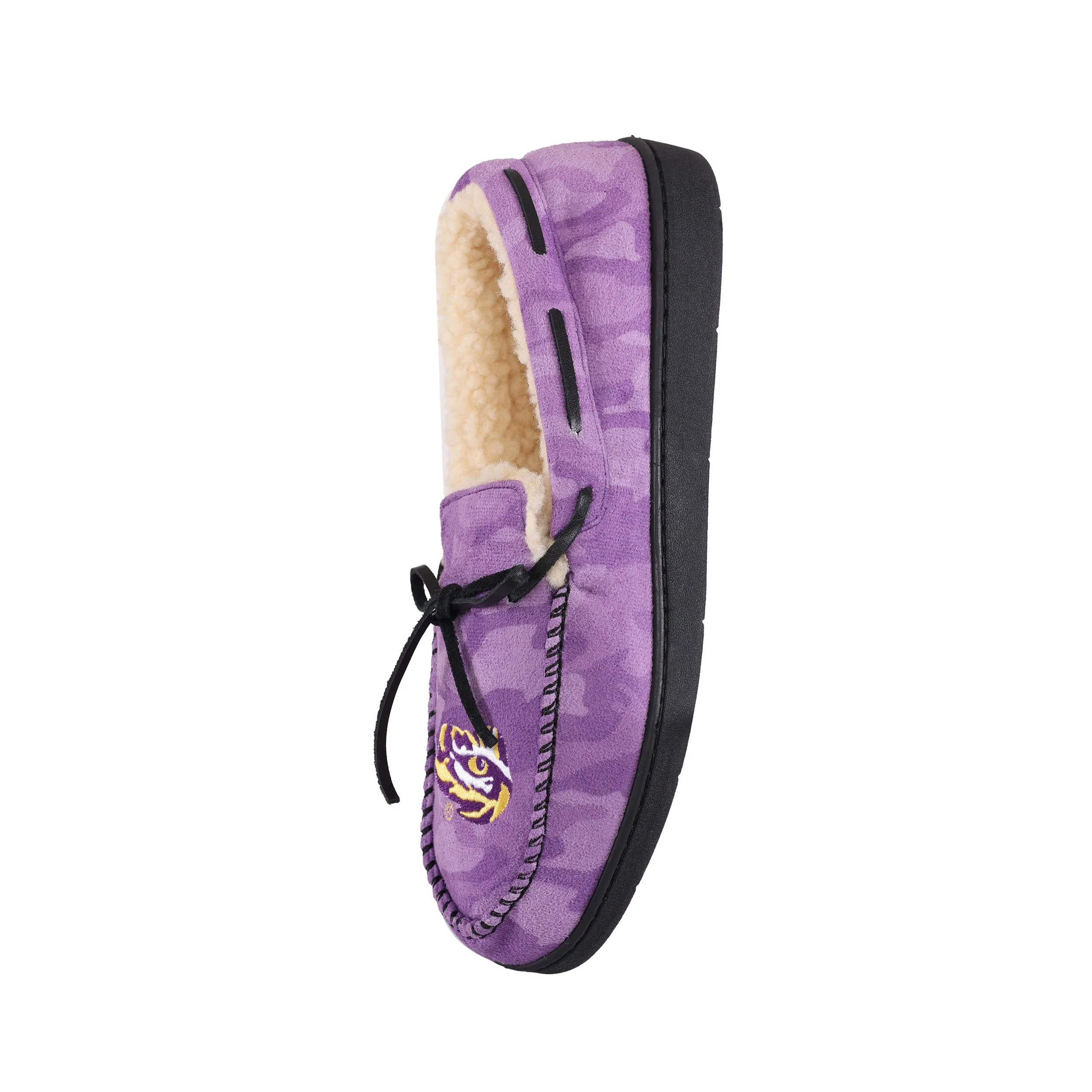 LSU Tigers NCAA Mens Printed Camo Moccasin Slippers - Image 3