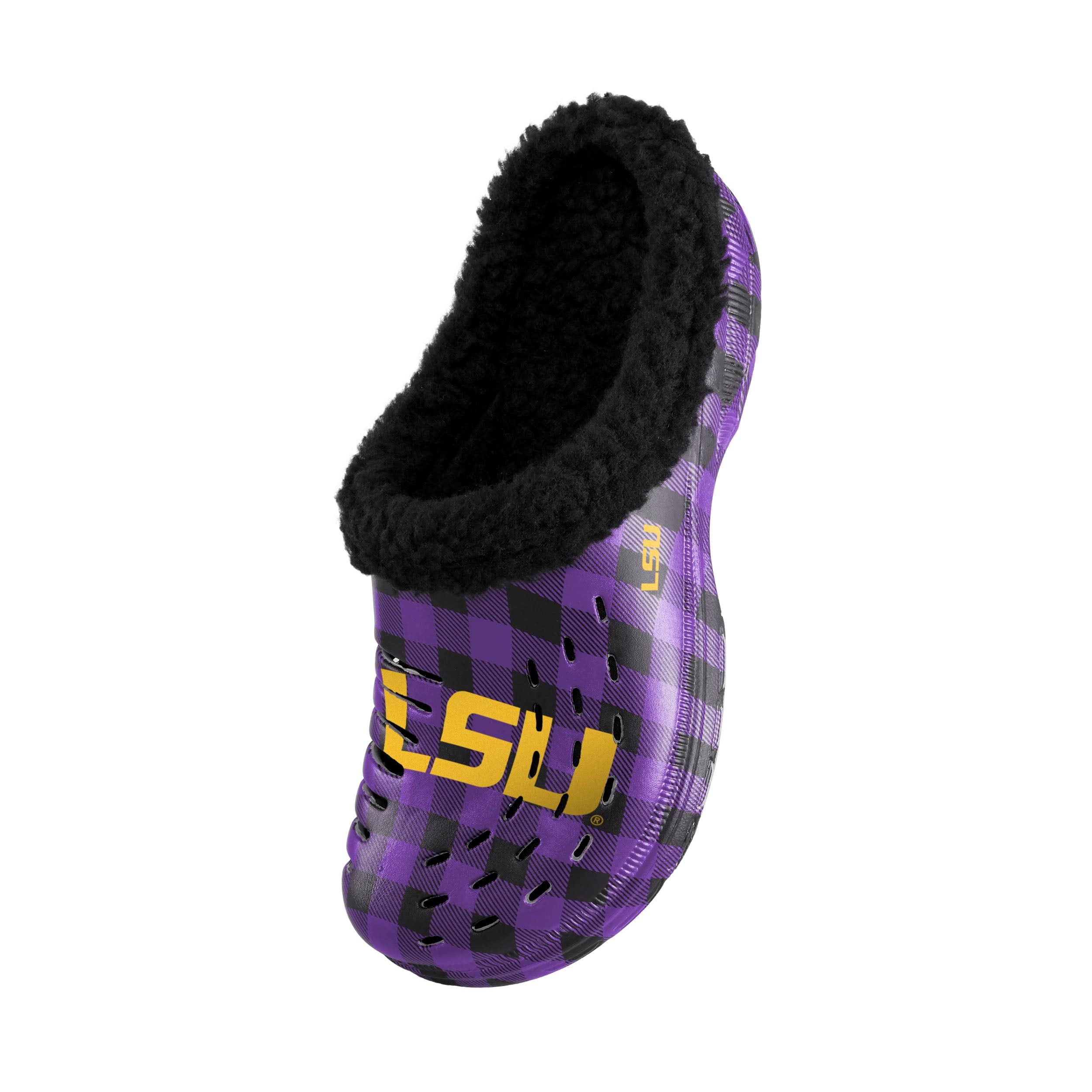 LSU Tigers NCAA Mens Sherpa Lined Buffalo Check Clog - Image 3