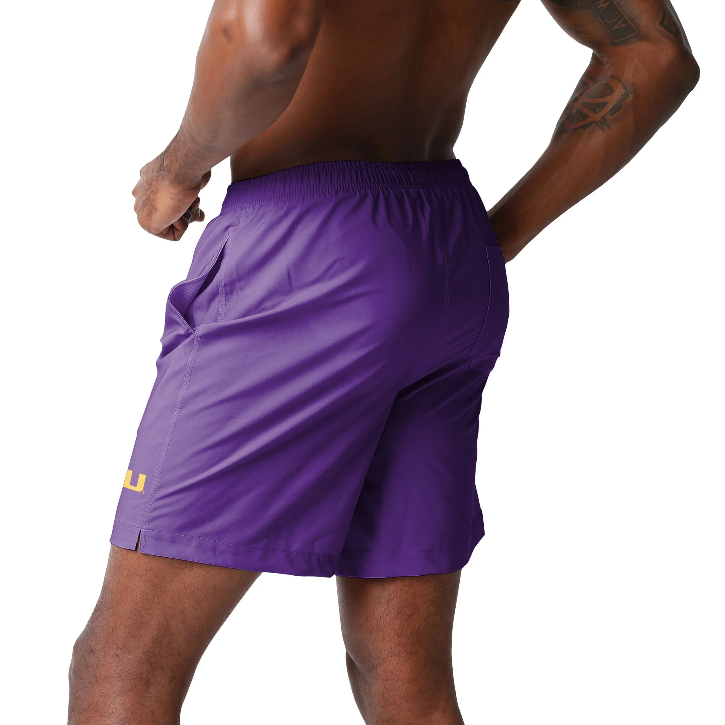 LSU Tigers NCAA Mens Solid Wordmark Traditional Swimming Trunks - Image 3