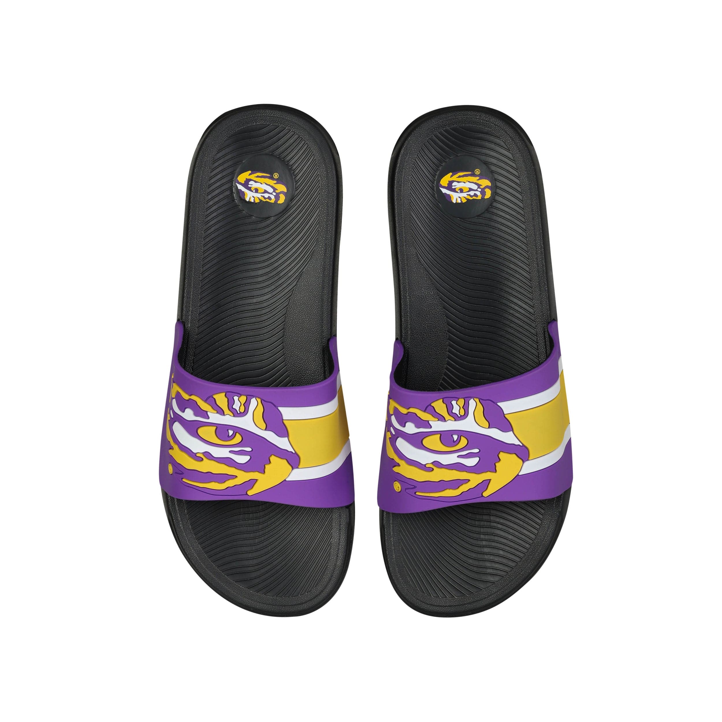 LSU Tigers NCAA Mens Striped Big Logo Raised Slide - Image 2