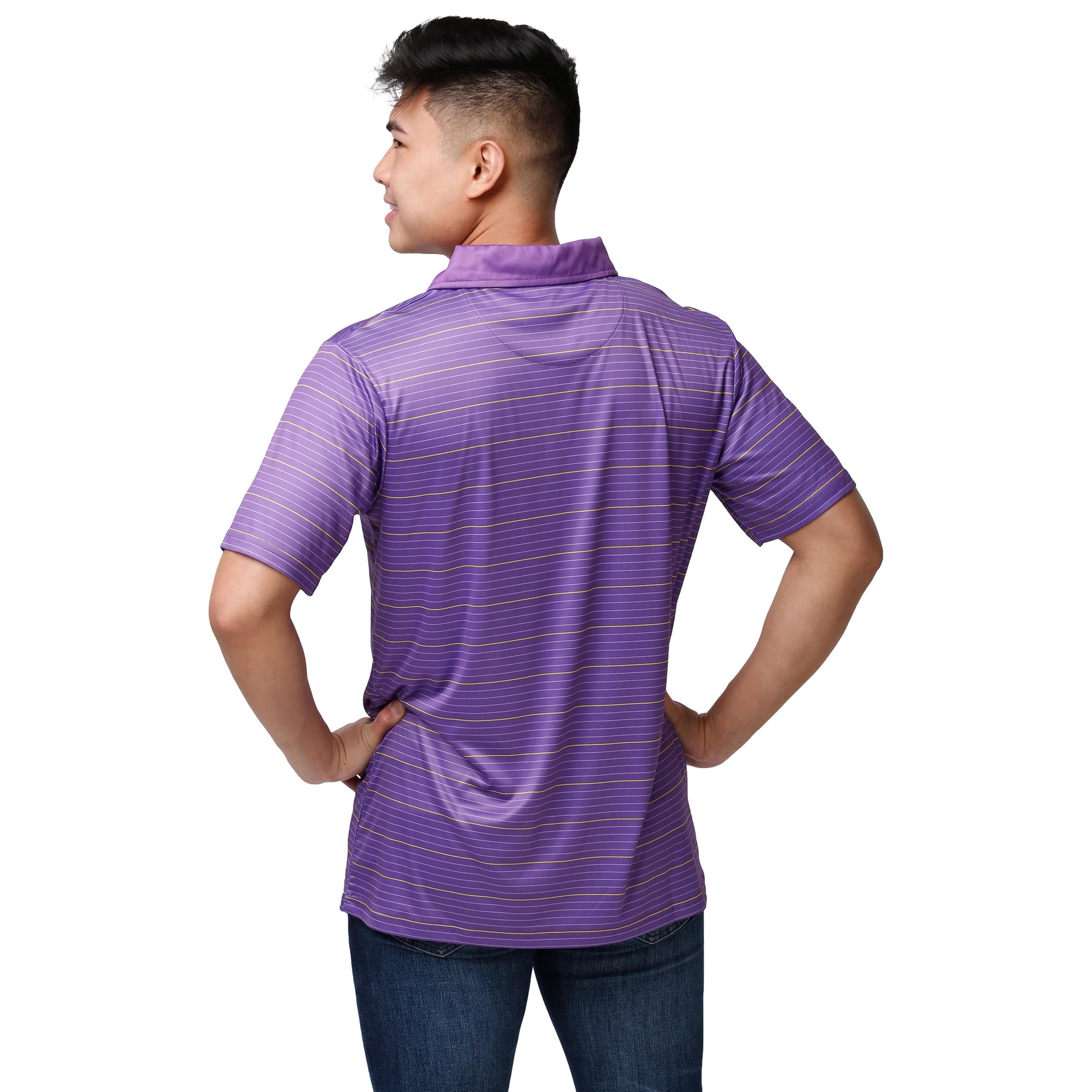 LSU Tigers NCAA Mens Striped Polyester Polo - Image 2