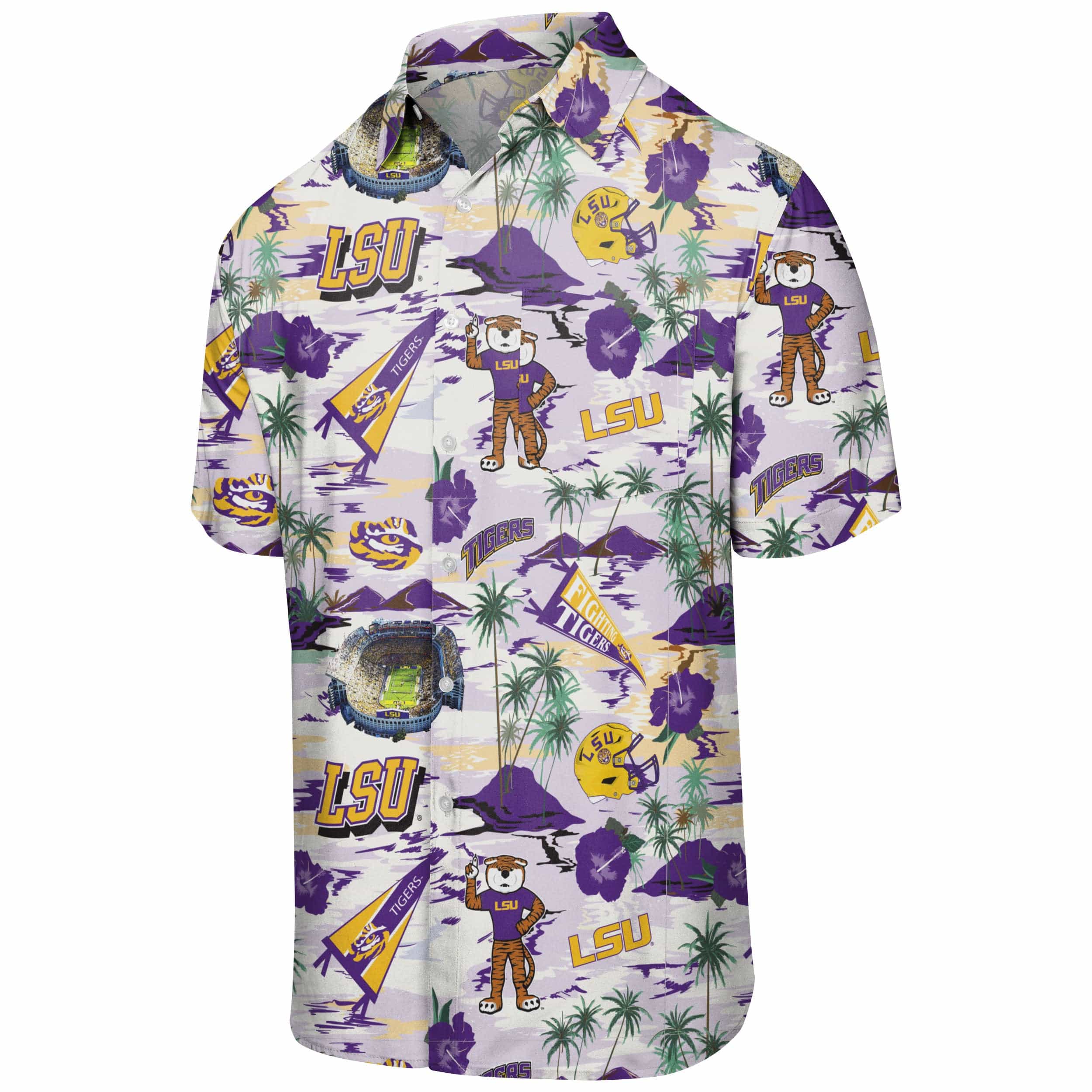 LSU Tigers NCAA Mens Thematic Stadium Print Button Up Shirt - Image 4