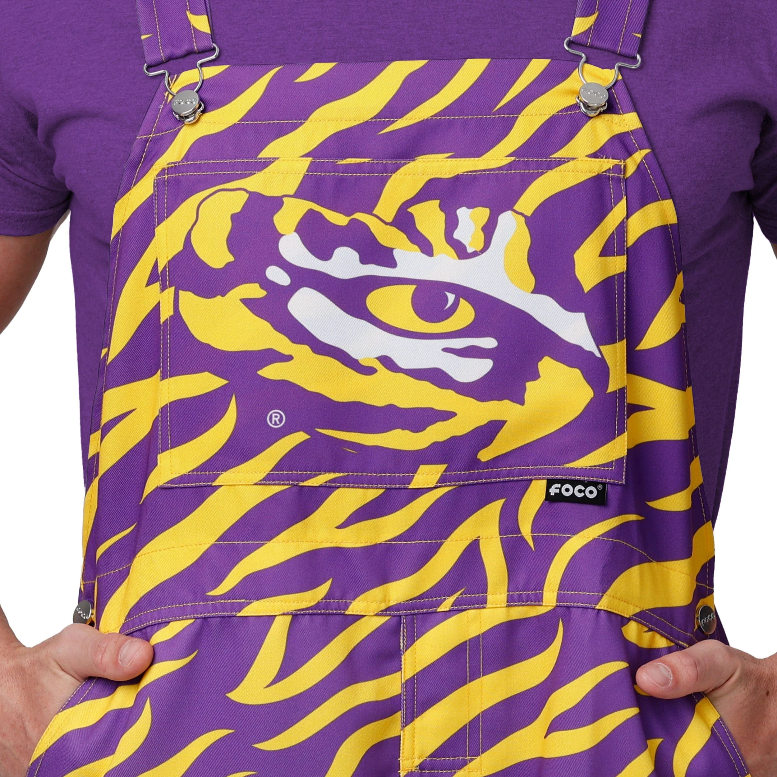 LSU Tigers NCAA Mens Tiger Stripe Thematic Bib Overalls - Image 4