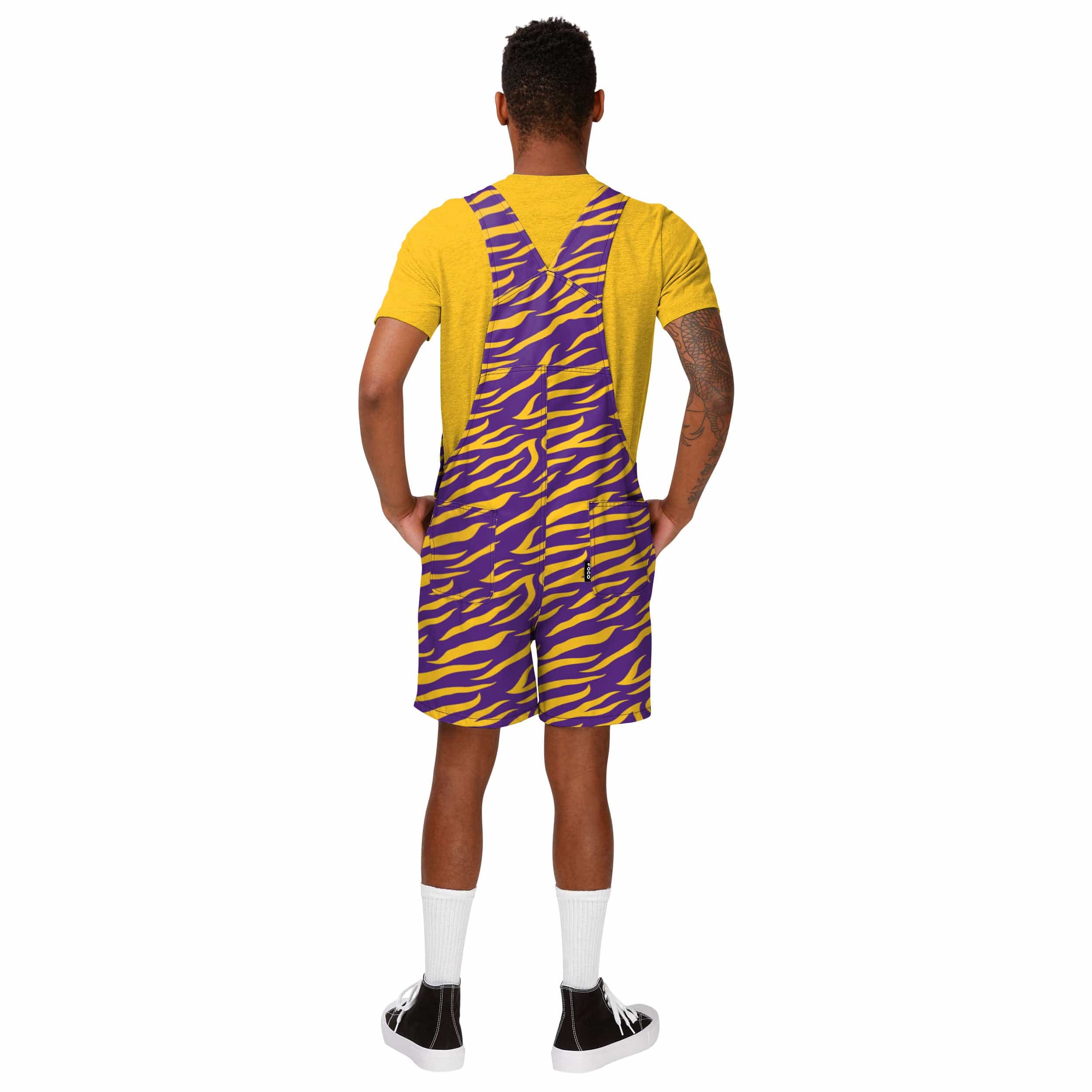 LSU Tigers NCAA Mens Tiger Stripe Thematic Bib Shortalls - Image 2