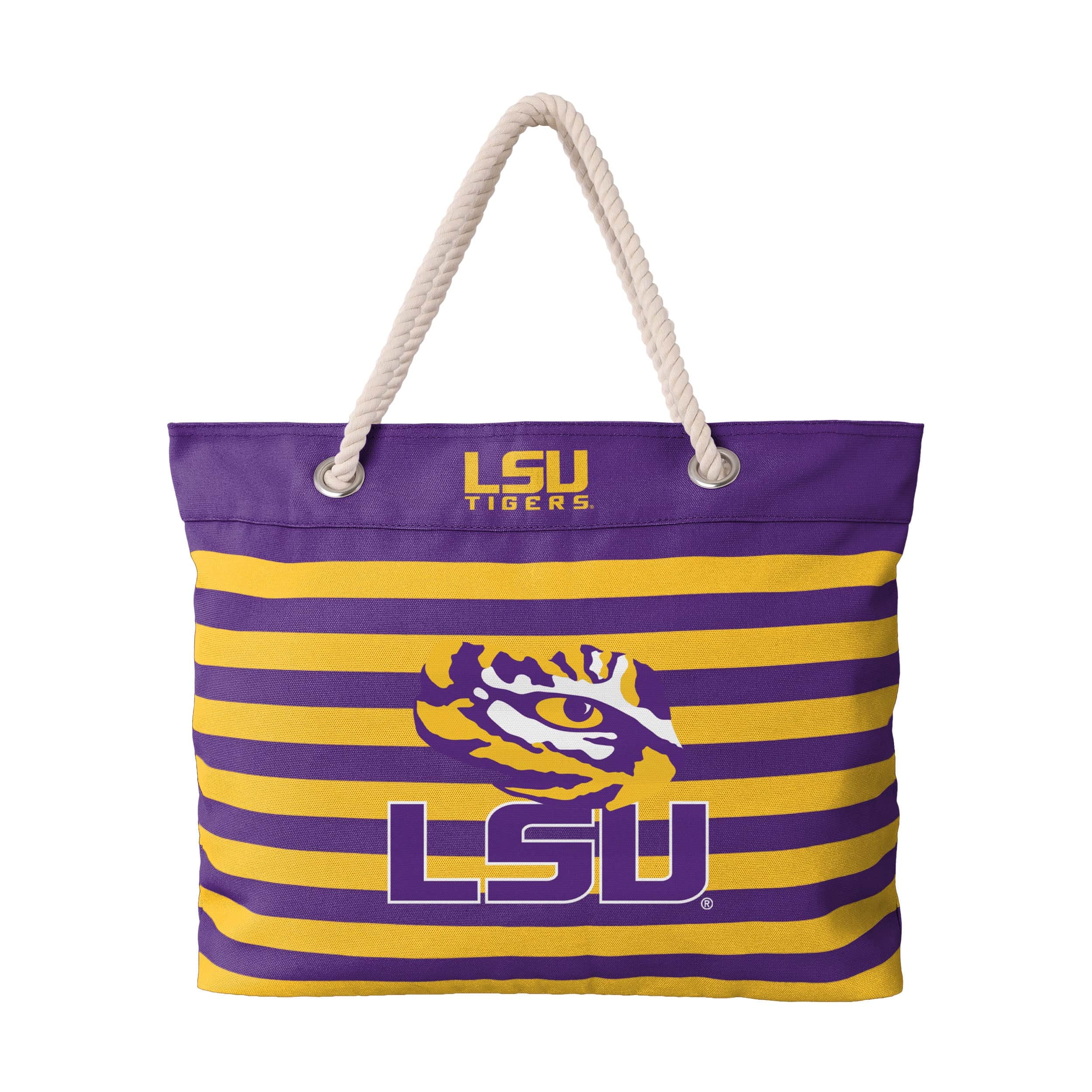LSU Tigers NCAA Nautical Stripe Tote Bag