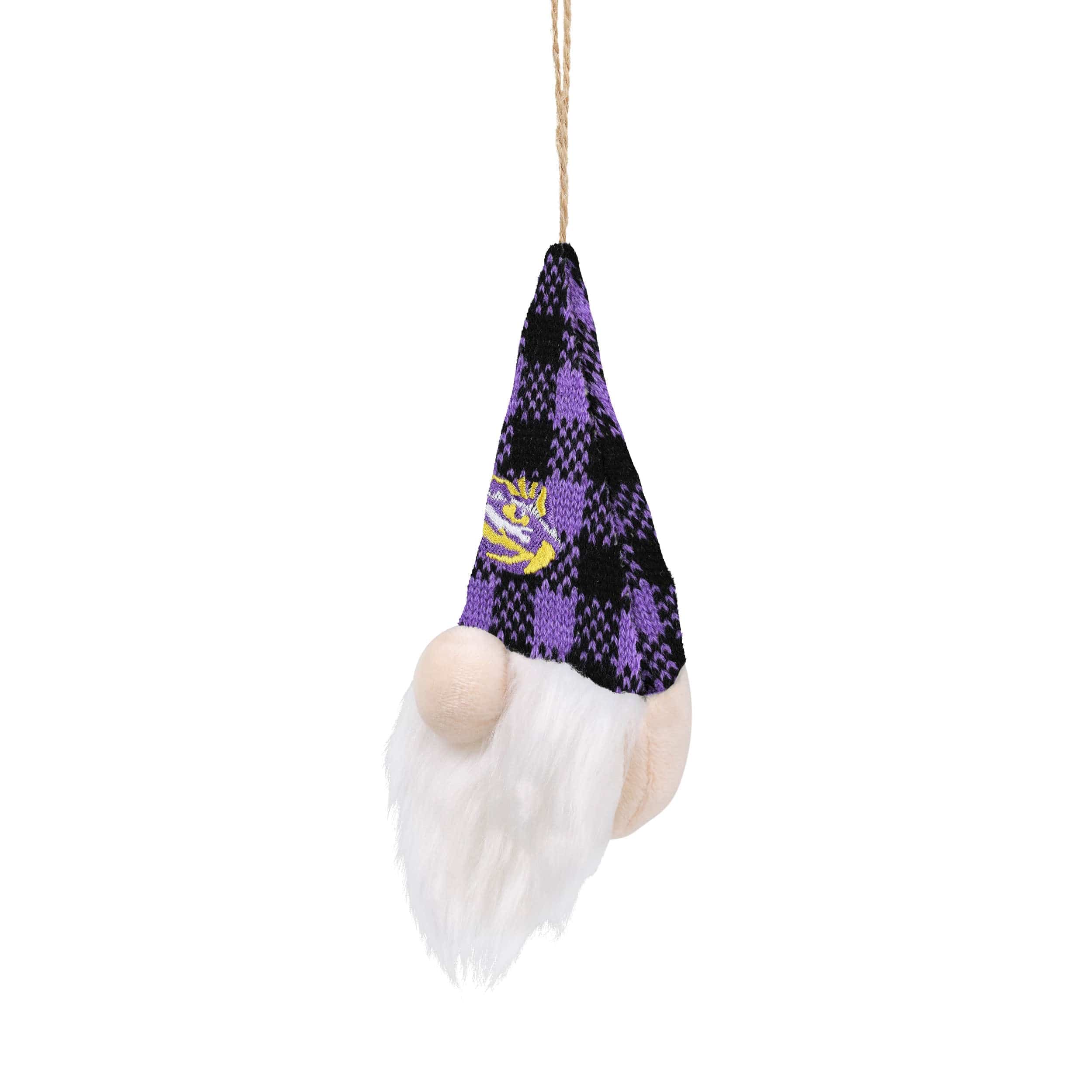 LSU Tigers NCAA Plaid Hat Plush Gnome Ornament - Image 2
