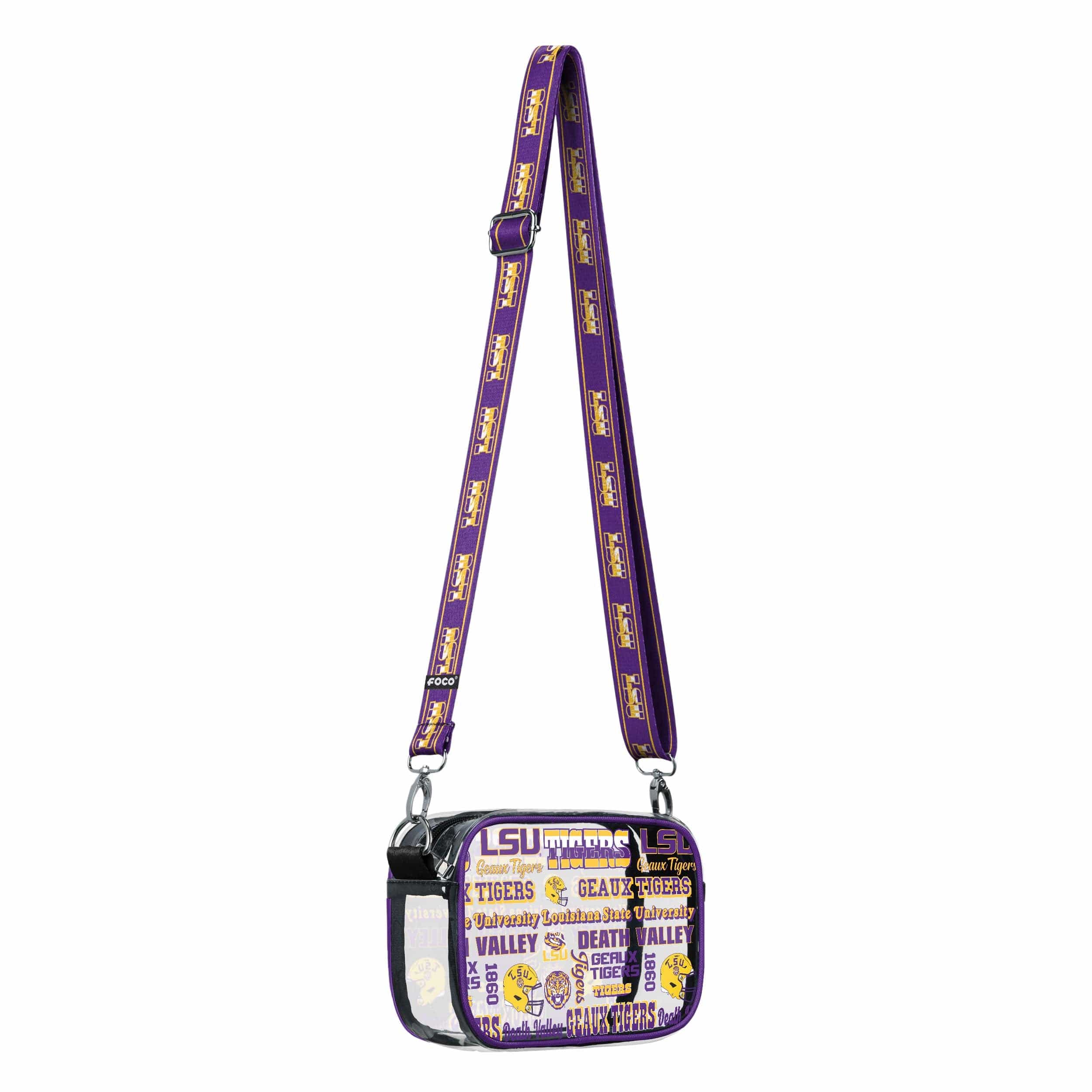 LSU Tigers NCAA Repeat Retro Print Clear Crossbody Bag - Image 2