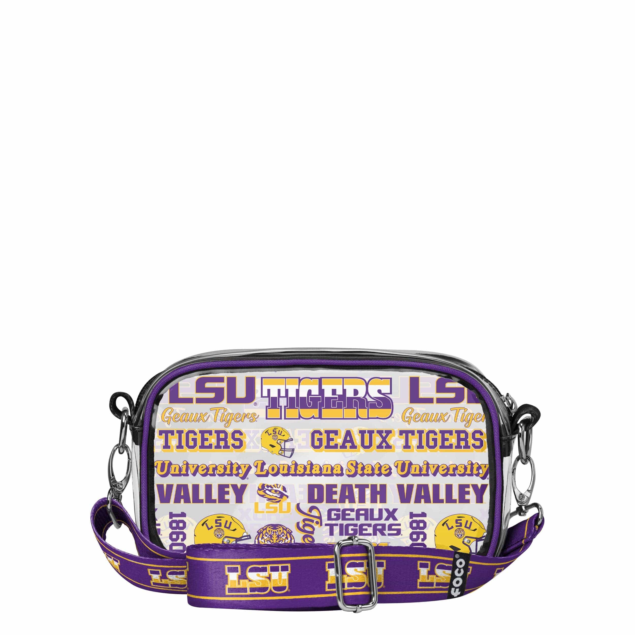LSU Tigers NCAA Repeat Retro Print Clear Crossbody Bag - Image 5