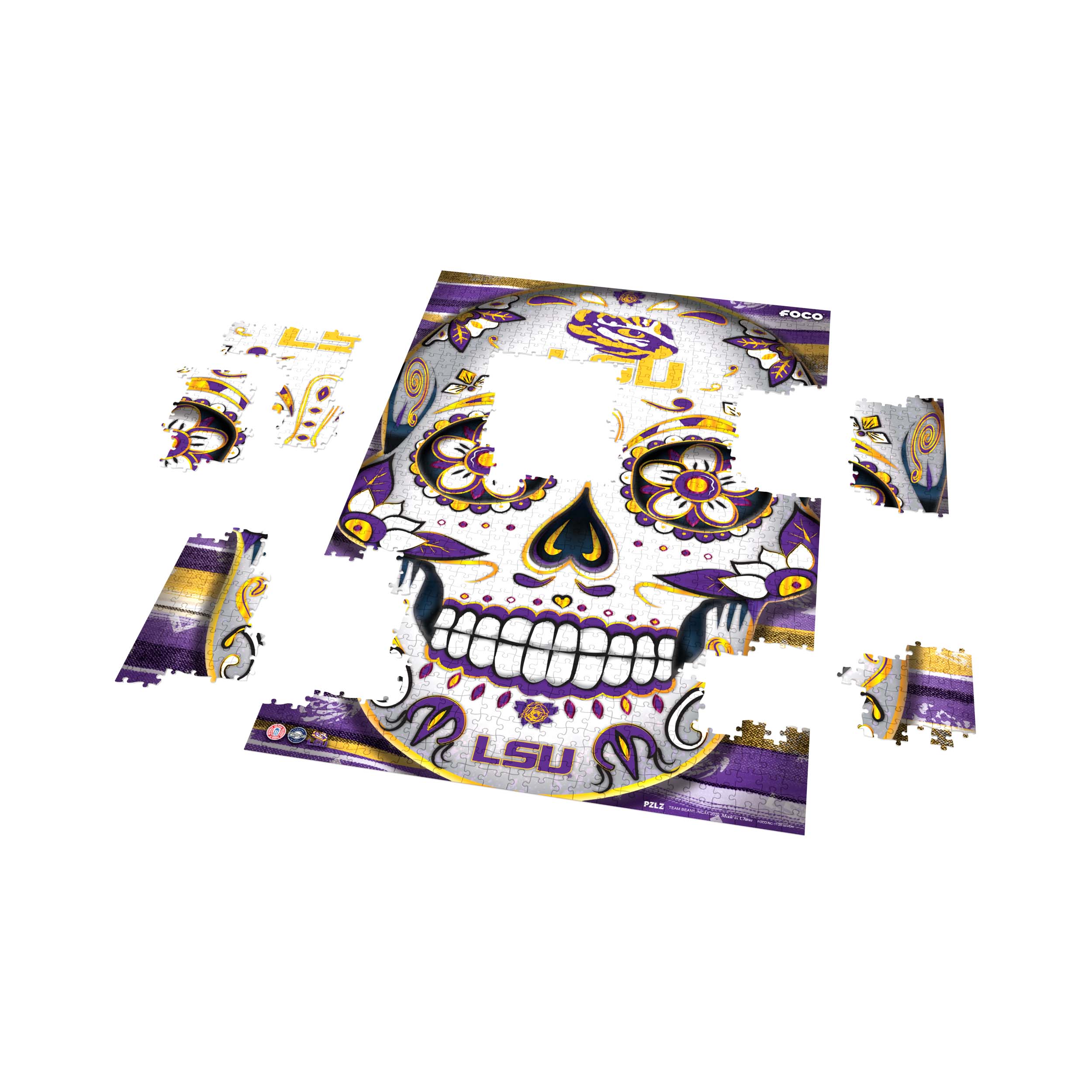 LSU Tigers NCAA Sugar Skull 1000 Piece Jigsaw Puzzle PZLZ - Image 3