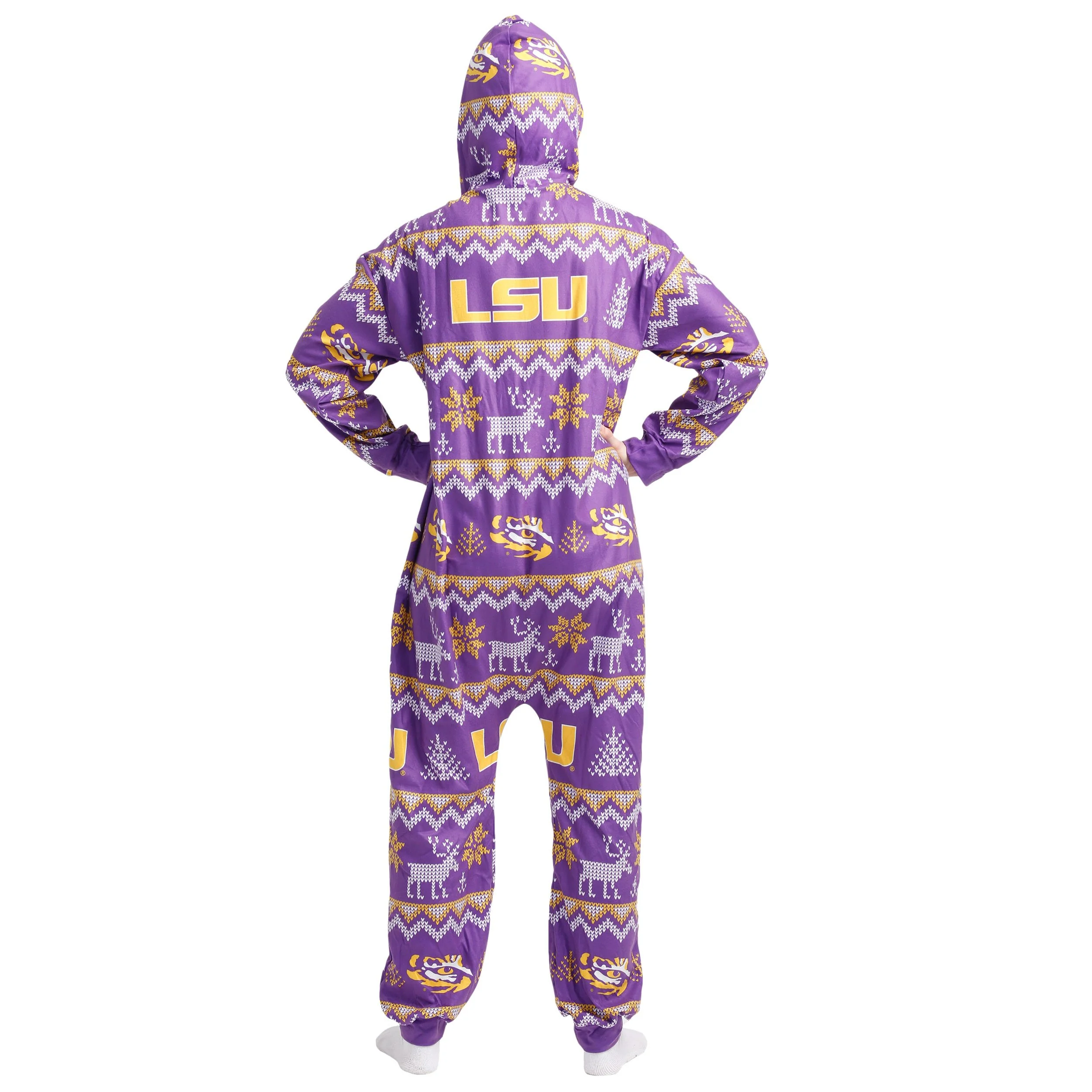 LSU Tigers NCAA Ugly Pattern One Piece Pajamas - Image 2
