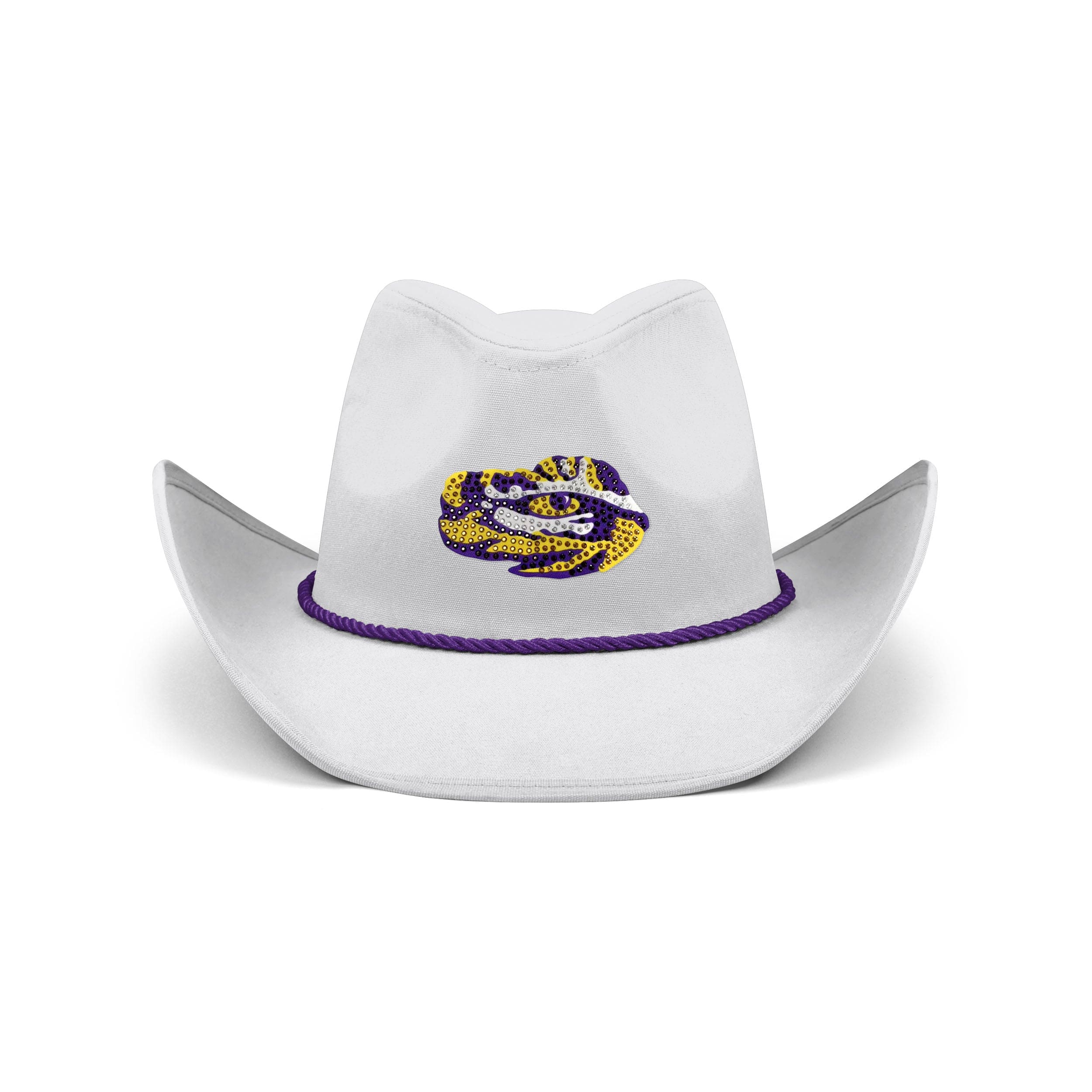 LSU Tigers NCAA White Rhinestone Logo Cowboy Hat - Image 3