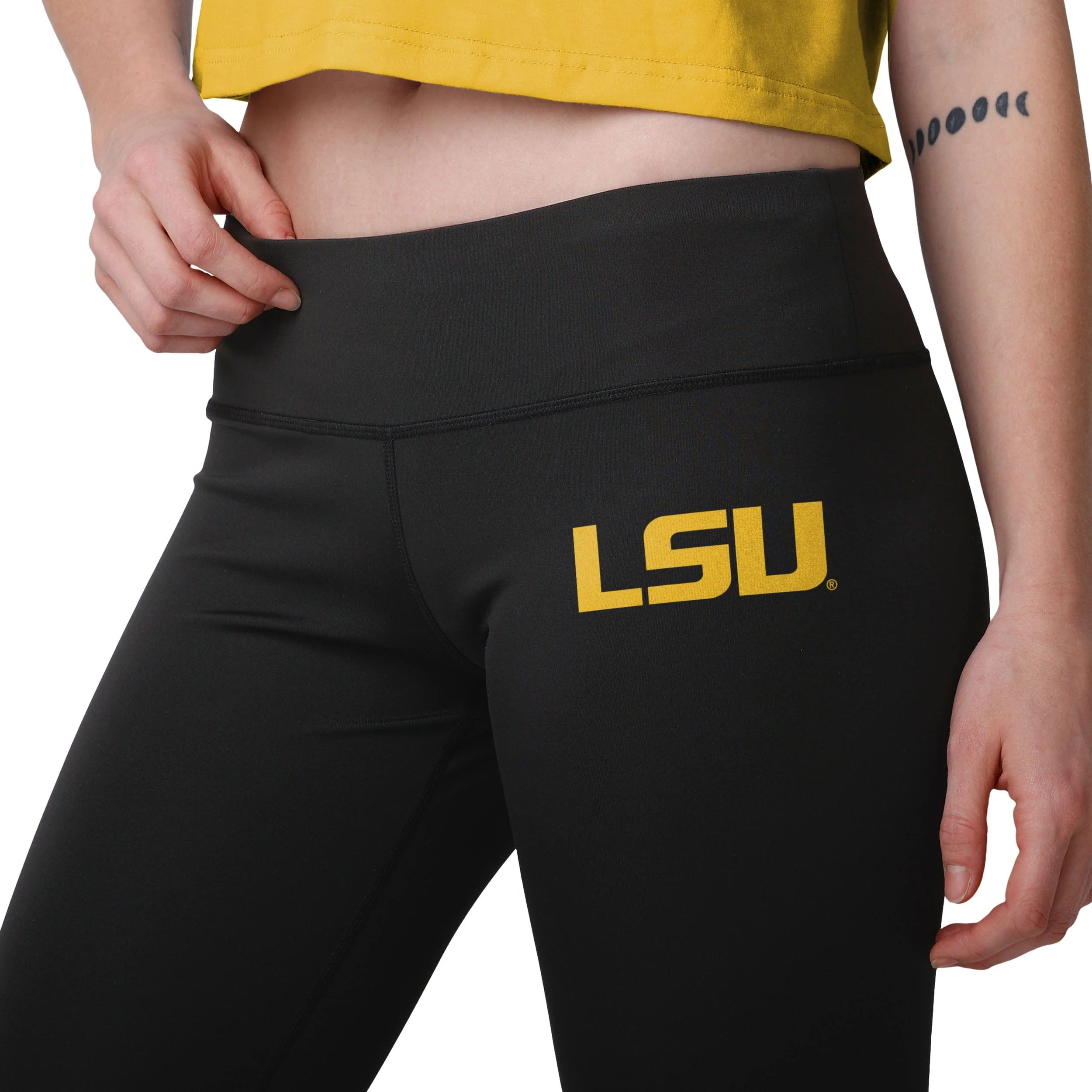LSU Tigers NCAA Womens Calf Logo Black Leggings - Image 3