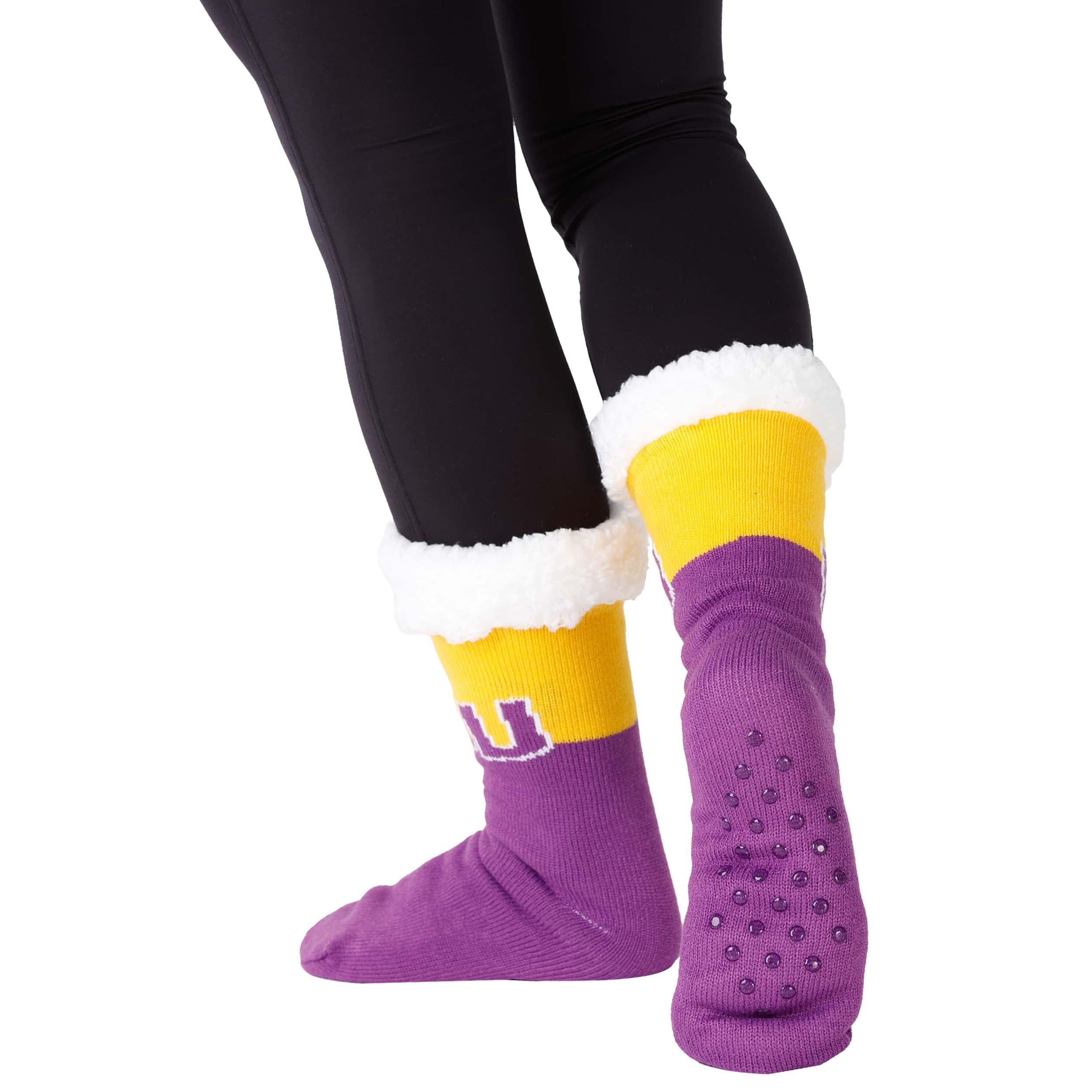 LSU Tigers NCAA Womens Fan Footy 3 Pack Slipper Socks - Image 2