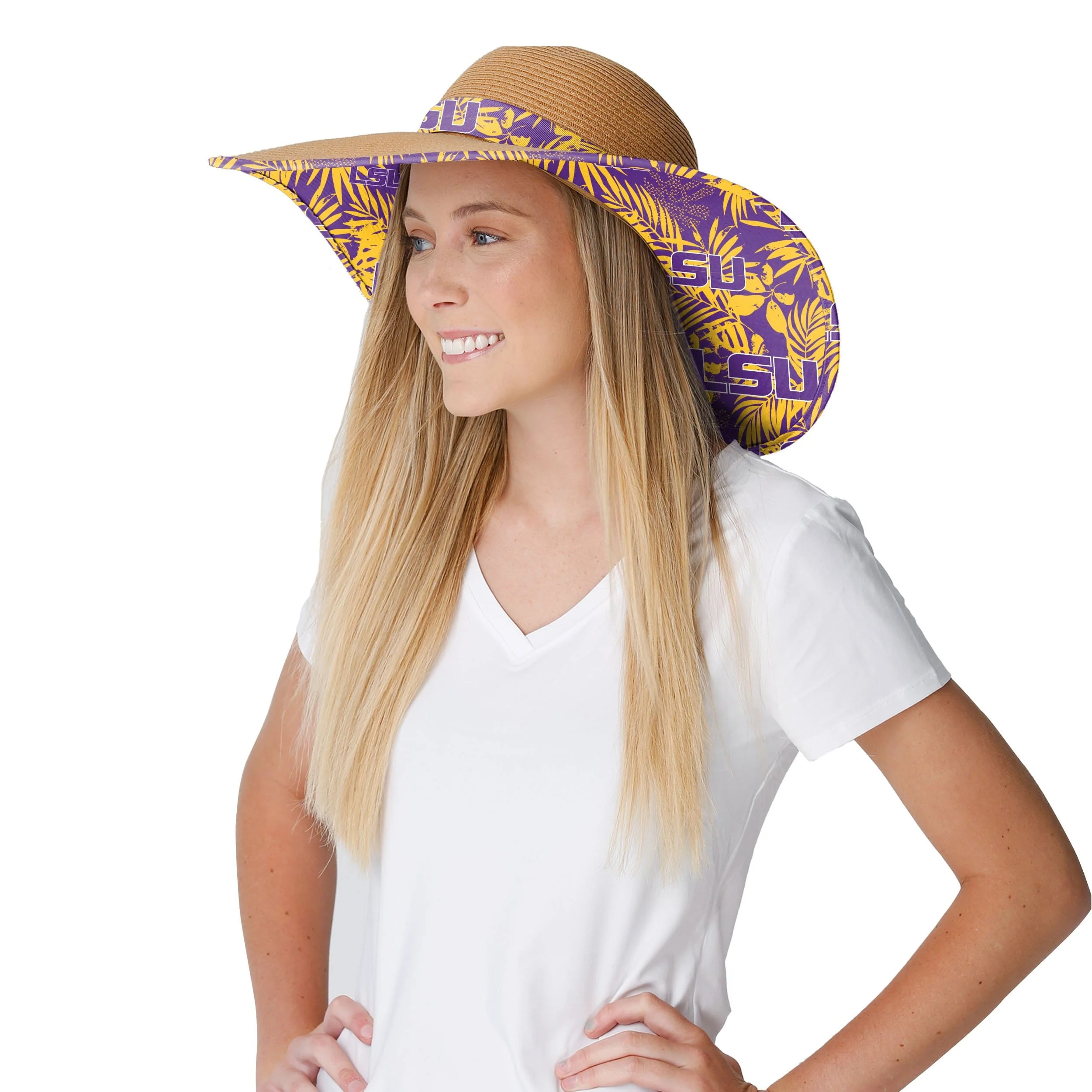 LSU Tigers NCAA Womens Floral Straw Hat - Image 3