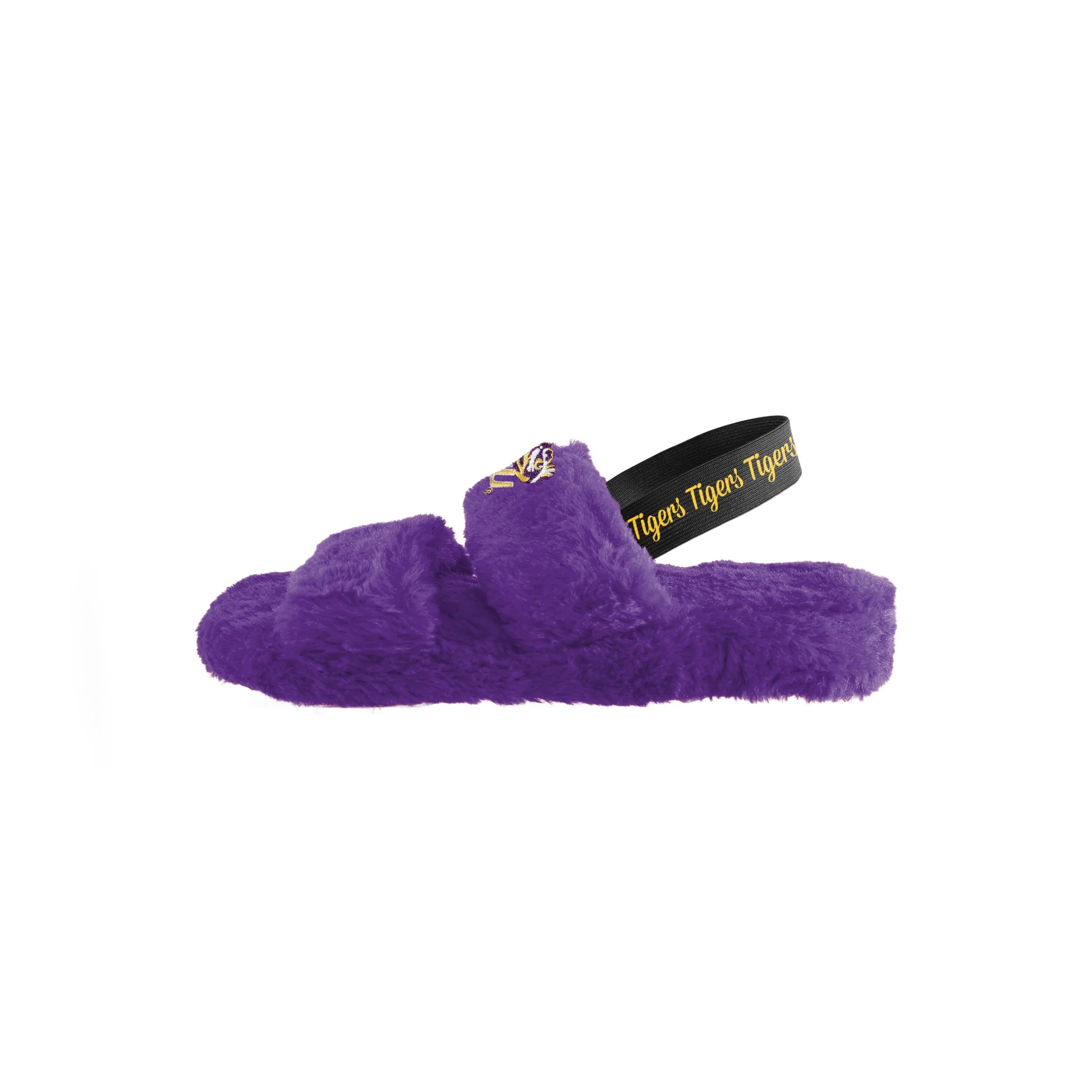 LSU Tigers NCAA Womens Heel Strap Wordmark Fur Slide - Image 4