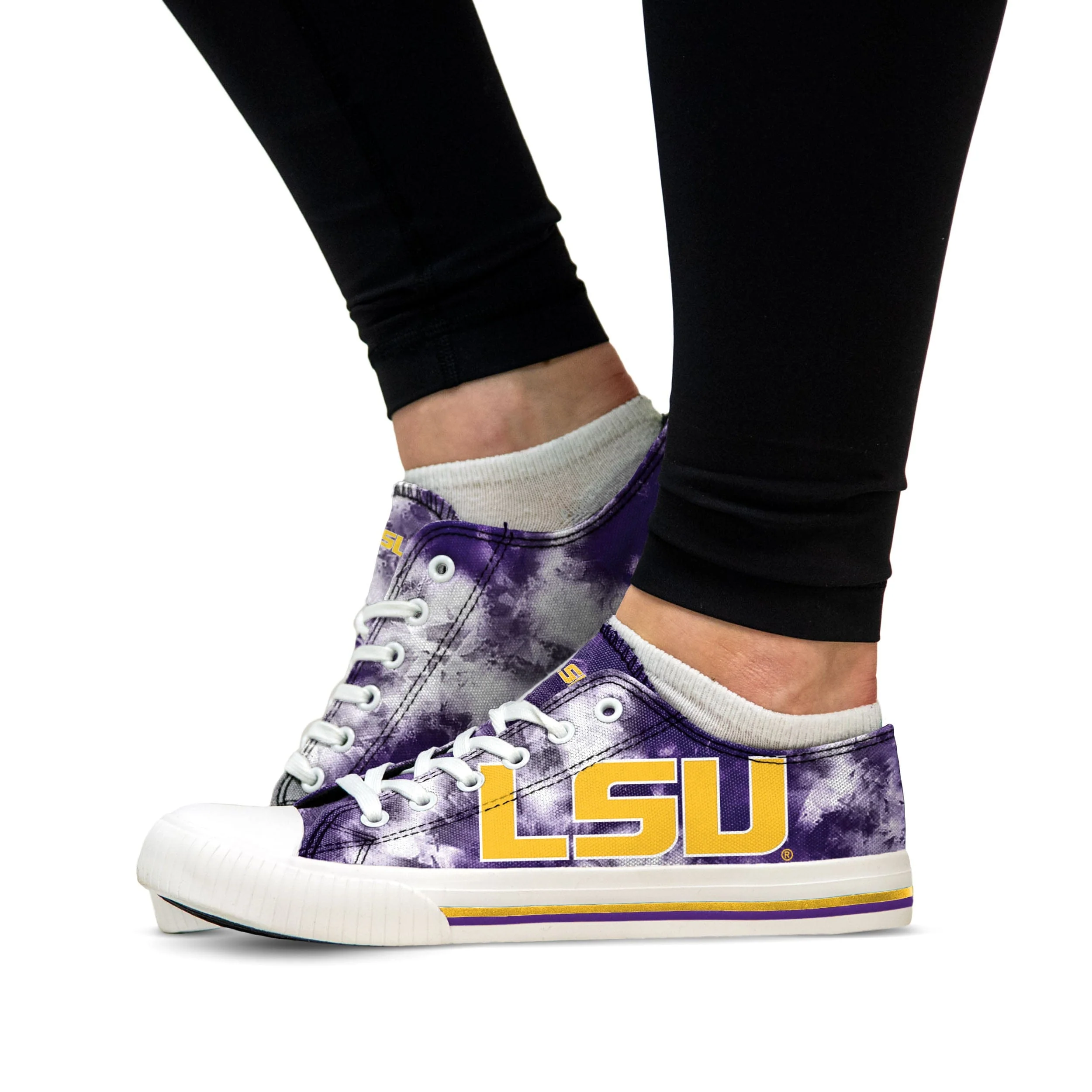 LSU Tigers NCAA Womens Low Top Tie-Dye Canvas Shoe - Image 4